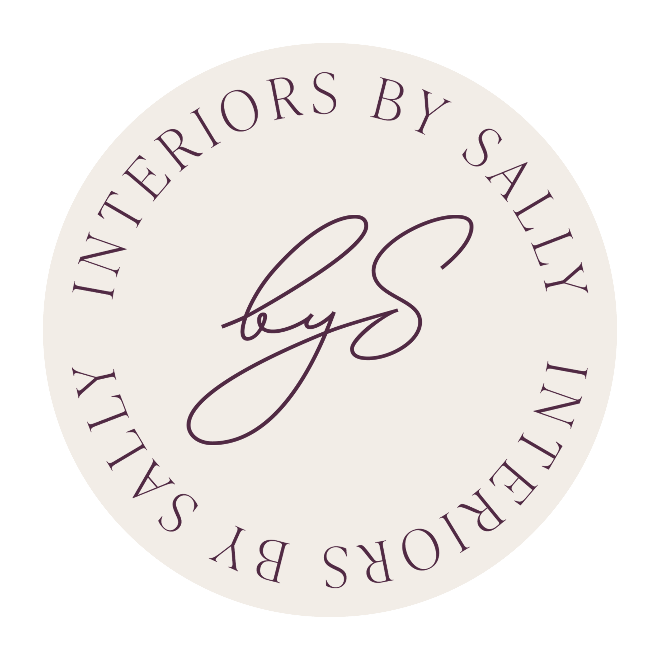 Interiors by Sally circular brand stamp logo featuring the IS monogram