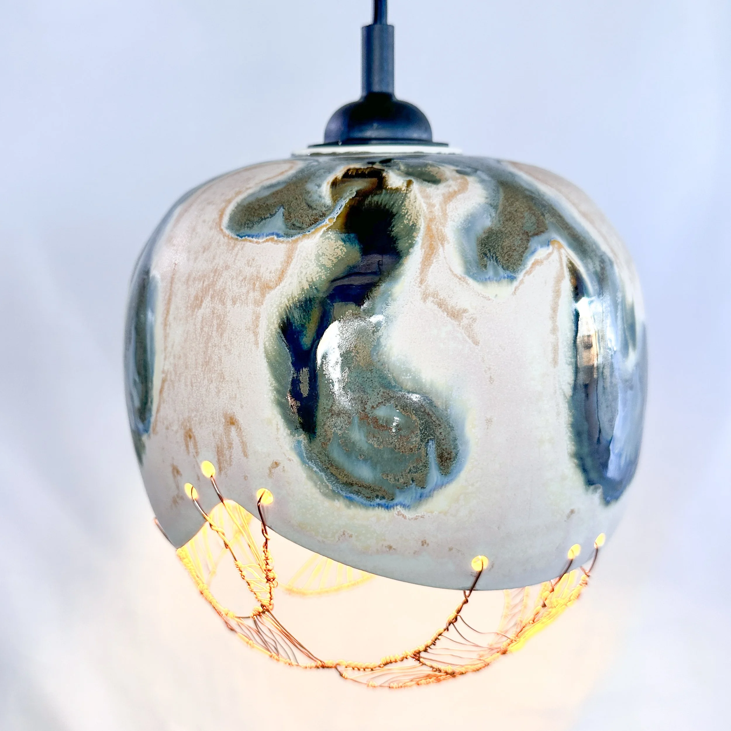 Unique handmade ceramic pendant lighting piece