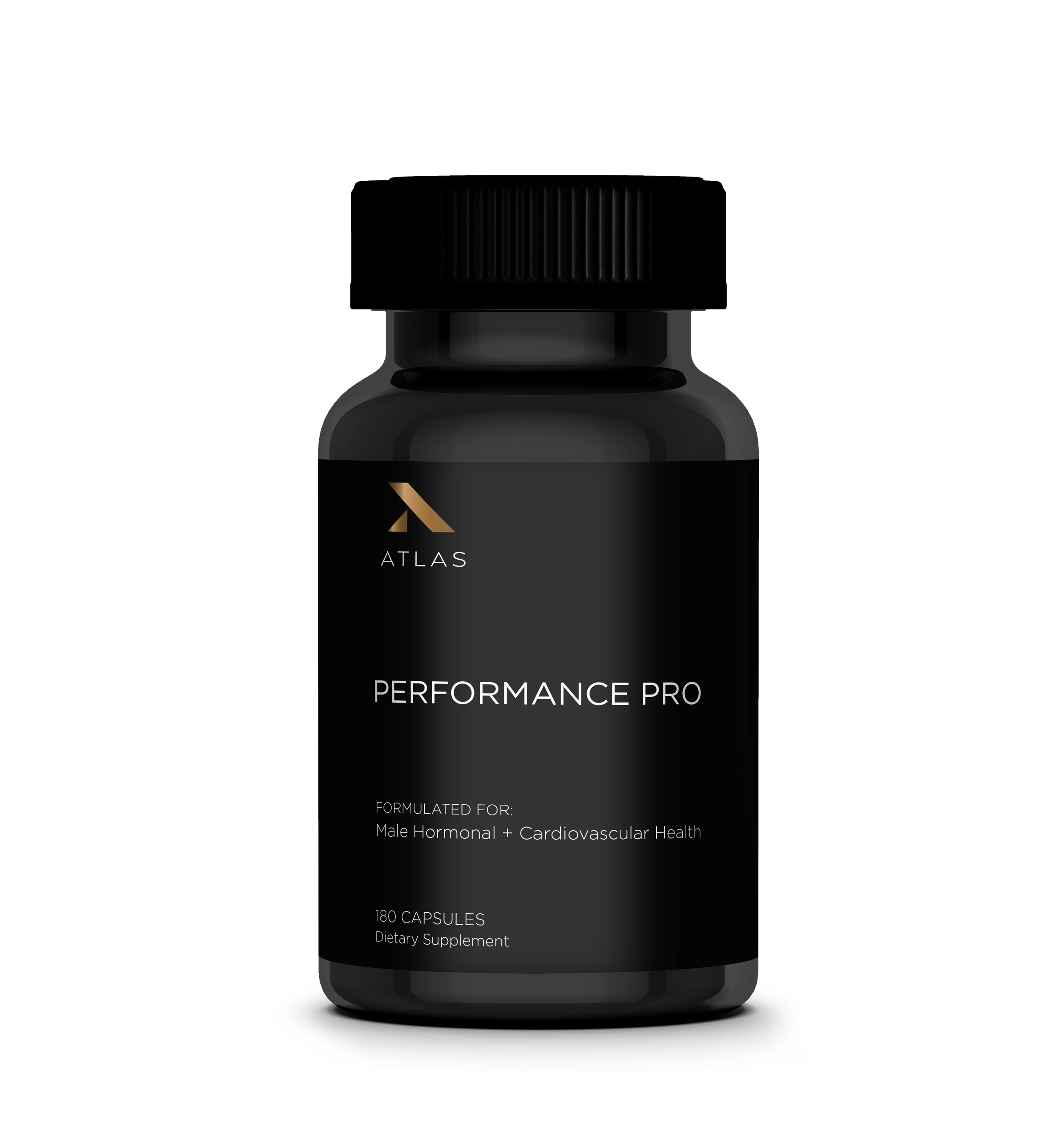 Atlas Performance Pro supplement bottle — 13-ingredient formula for men's hormonal and cardiovascular health