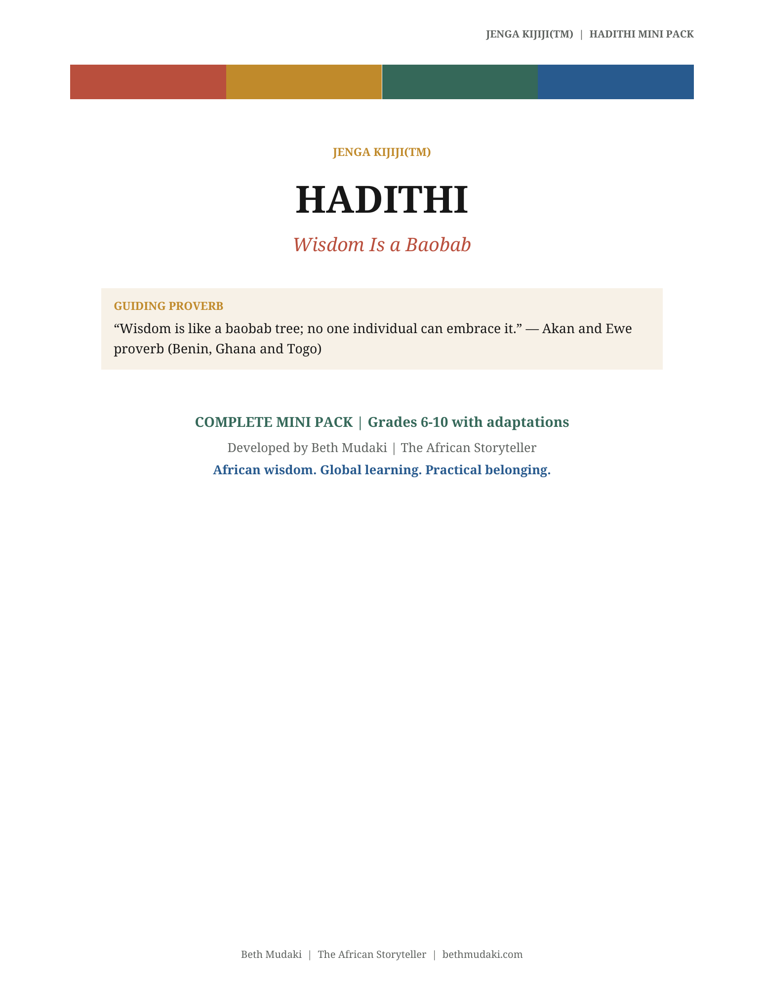 Hadithi: Wisdom Is a Baobab