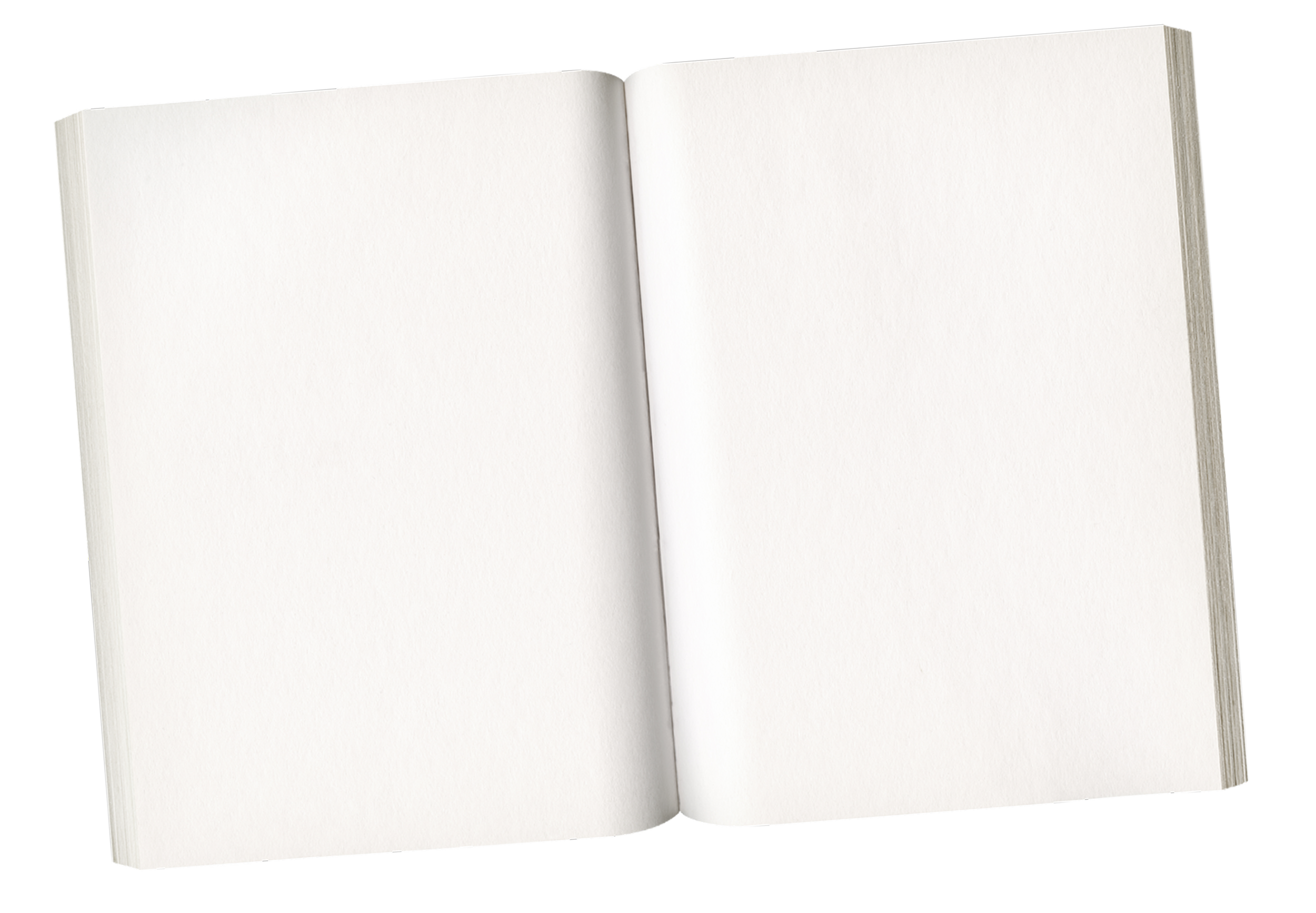 Open blank white notebook or sketchbook with visible pages, lying flat against a black background.