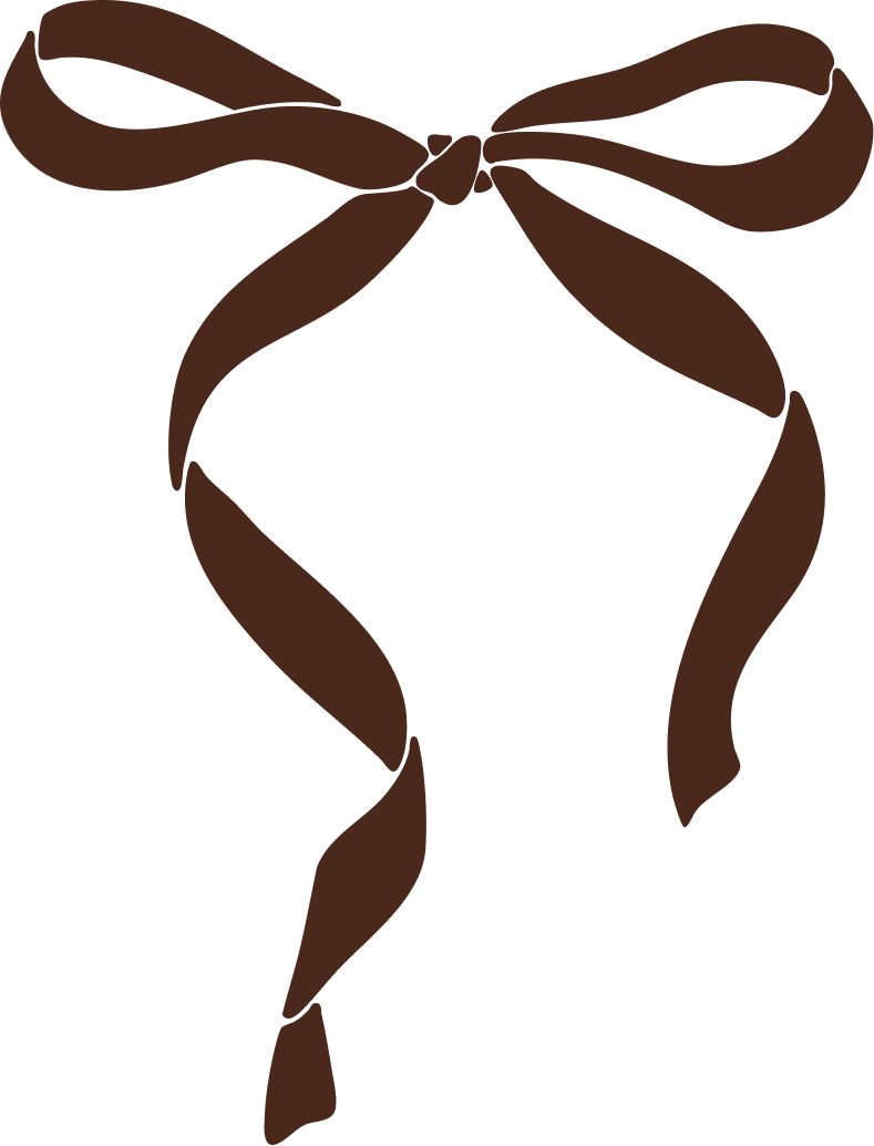 A drawing of a brown ribbon tied in a bow.
