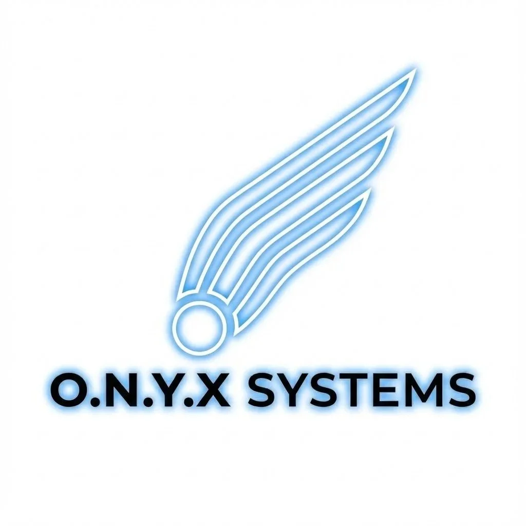 Neon-style logo of a wing with the text 'O.N.Y.X SYSTEMS' below it.
