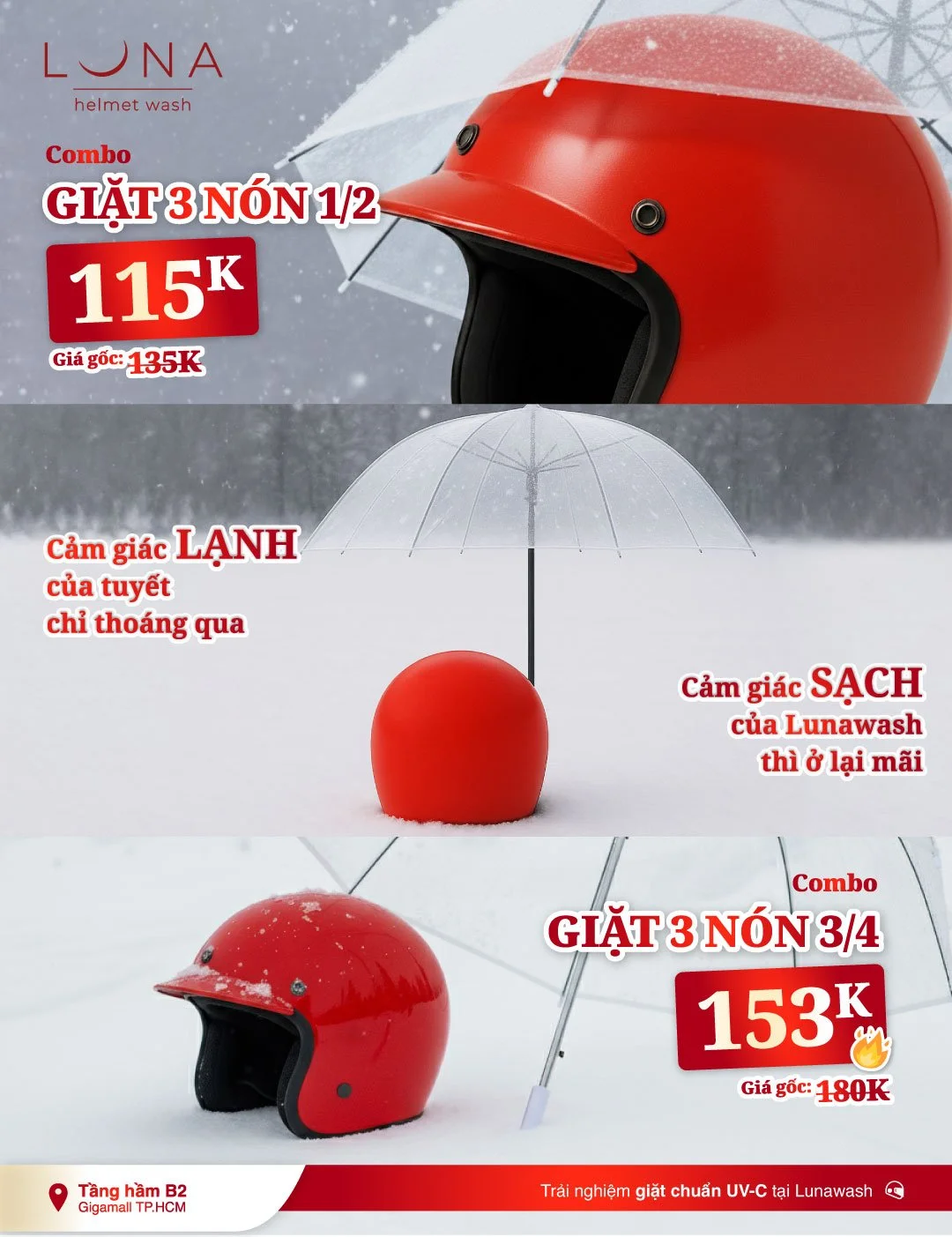 ❄️ Mấy h&ocirc;m nay lướt đ&acirc;u cũng thấy người ta chụp ảnh AI giữa trời tuyết. Lunawash cũng muốn &ldquo;bắt trend&rdquo; &ndash; nhưng theo c&aacute;ch ri&ecirc;ng: tuyết c&oacute; thể ảo, nhưng sự sạch v&agrave; tinh khiết th&igrave; lu&ocirc;