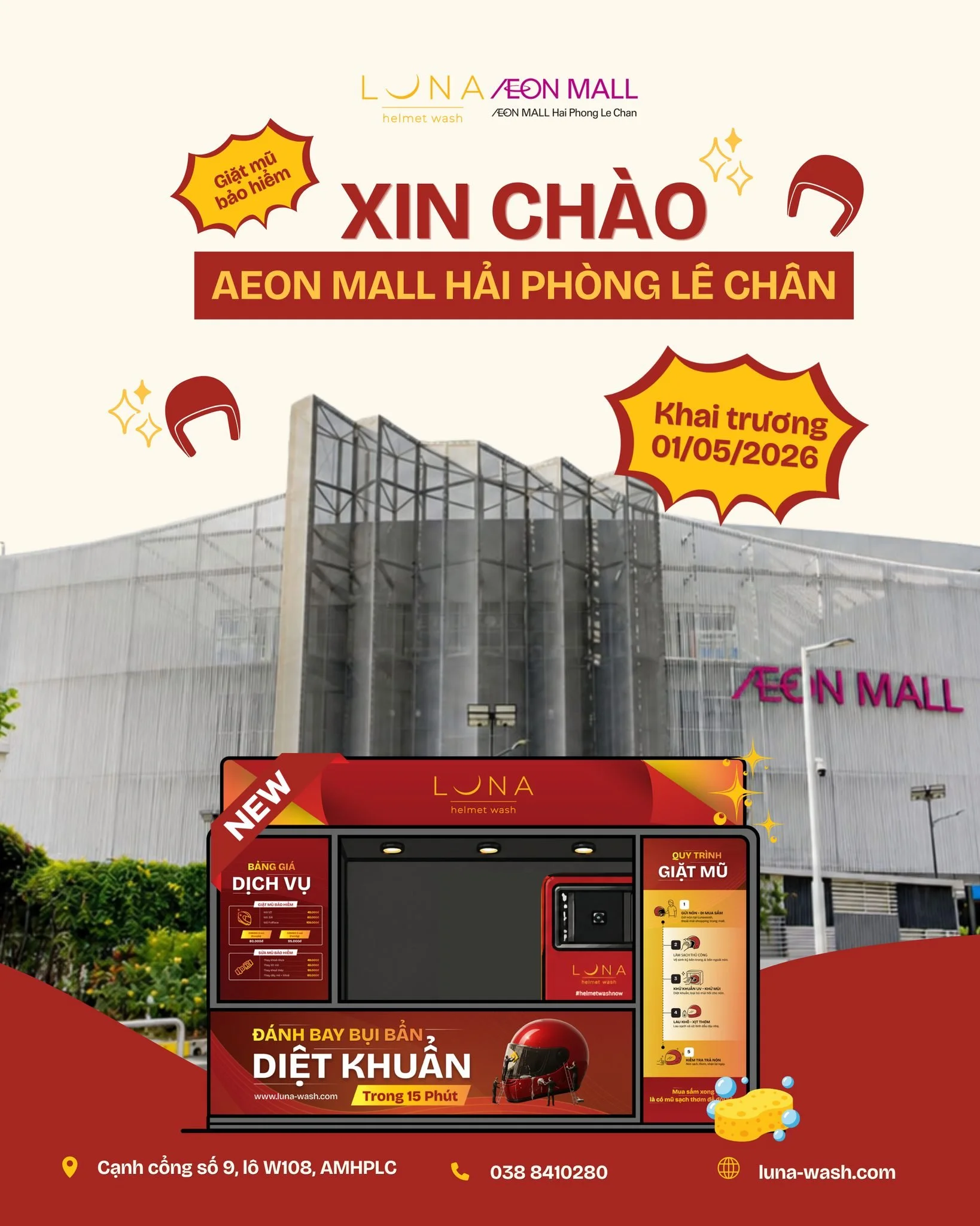 🔥 XIN CH&Agrave;O HẢI PH&Ograve;NG &ndash; LUNA WASH Đ&Atilde; C&Oacute; MẶT TẠI AEON MALL L&Ecirc; CH&Acirc;N

Luna Wash &ndash; chuỗi giặt mũ bảo hiểm với c&ocirc;ng nghệ khử khuẩn UVC &ndash; ch&iacute;nh thức c&oacute; mặt tại xứ sở hoa phượng đ