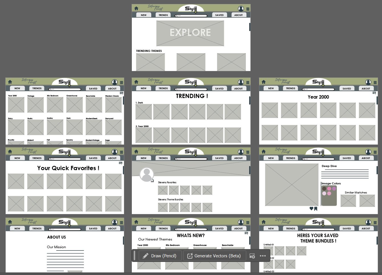 Modern web wireframe for desktop design