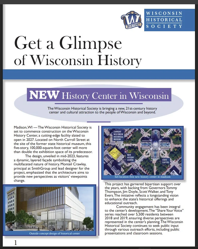 InDesign Wisconsin History Newsletter page 1