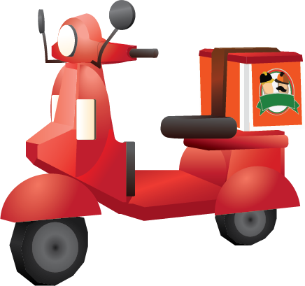 Pizza Moped Illustration