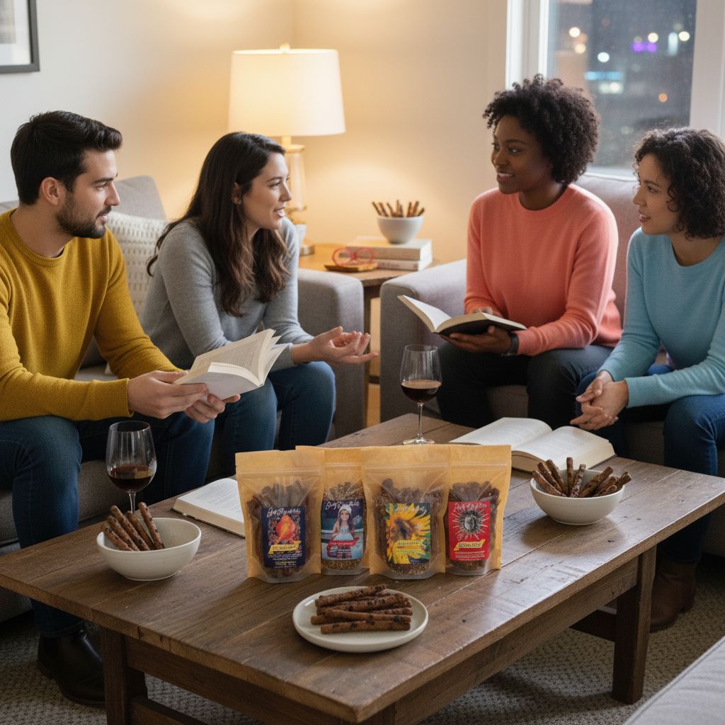 Book club with twigs on table