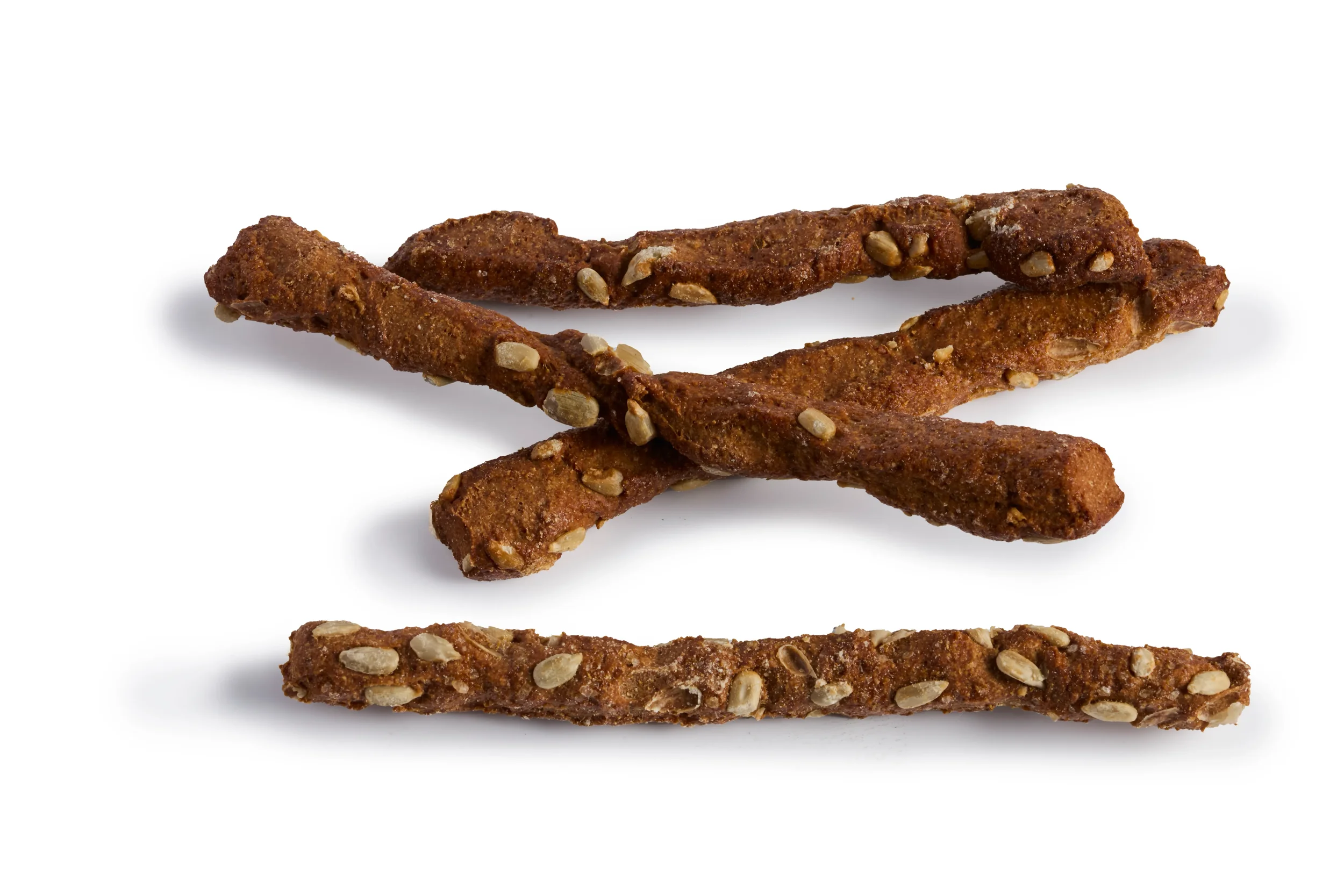 Sunflower Twigs are wholegrain breadsticks made with organic flour and rolled in sunflower seeds, sugar & salt.