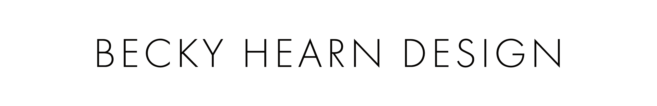 Becky Hearn Design logo with black text on a white background
