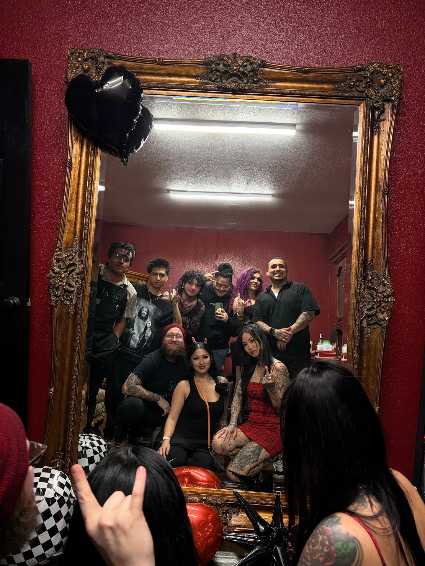 Hardest shop photo we&rsquo;ve ever taken &hearts;️🖤🤘🏽

@rolli.tattoos @chinos_tats @riot_ghoul_9 @augustatmisfits @dallastattooer @nikki_se7en_tattoos @guerrerotatz @griffanthemum @millionaireinks @josephineleighton