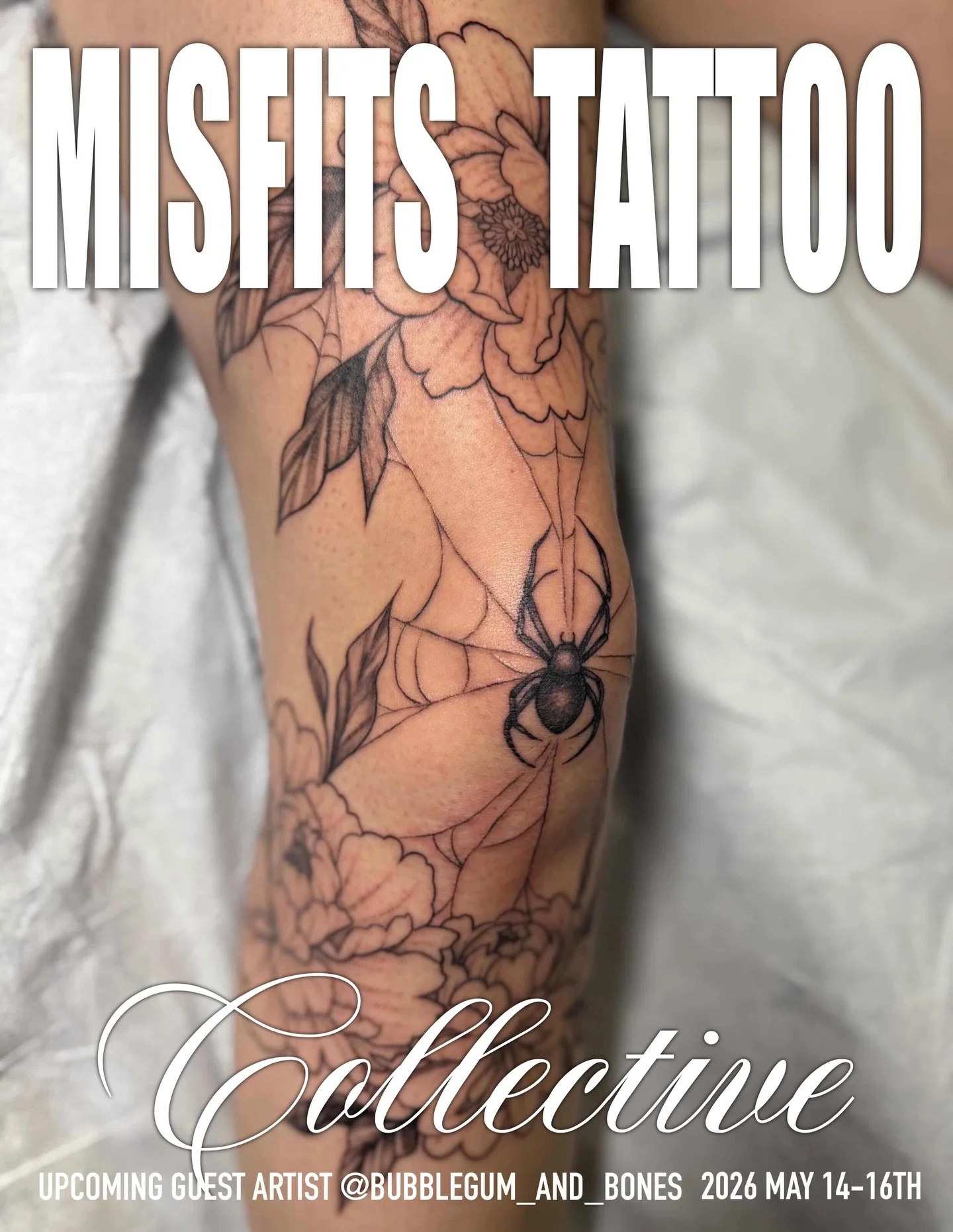 So excited to be having @bubblegum_and_bones guestspotting with us here at Misfits Tattoo Collective from May 14-16th. Reach out to her directly through DMs or email her to book an appointment. She will also have a flash book to look through if you&r
