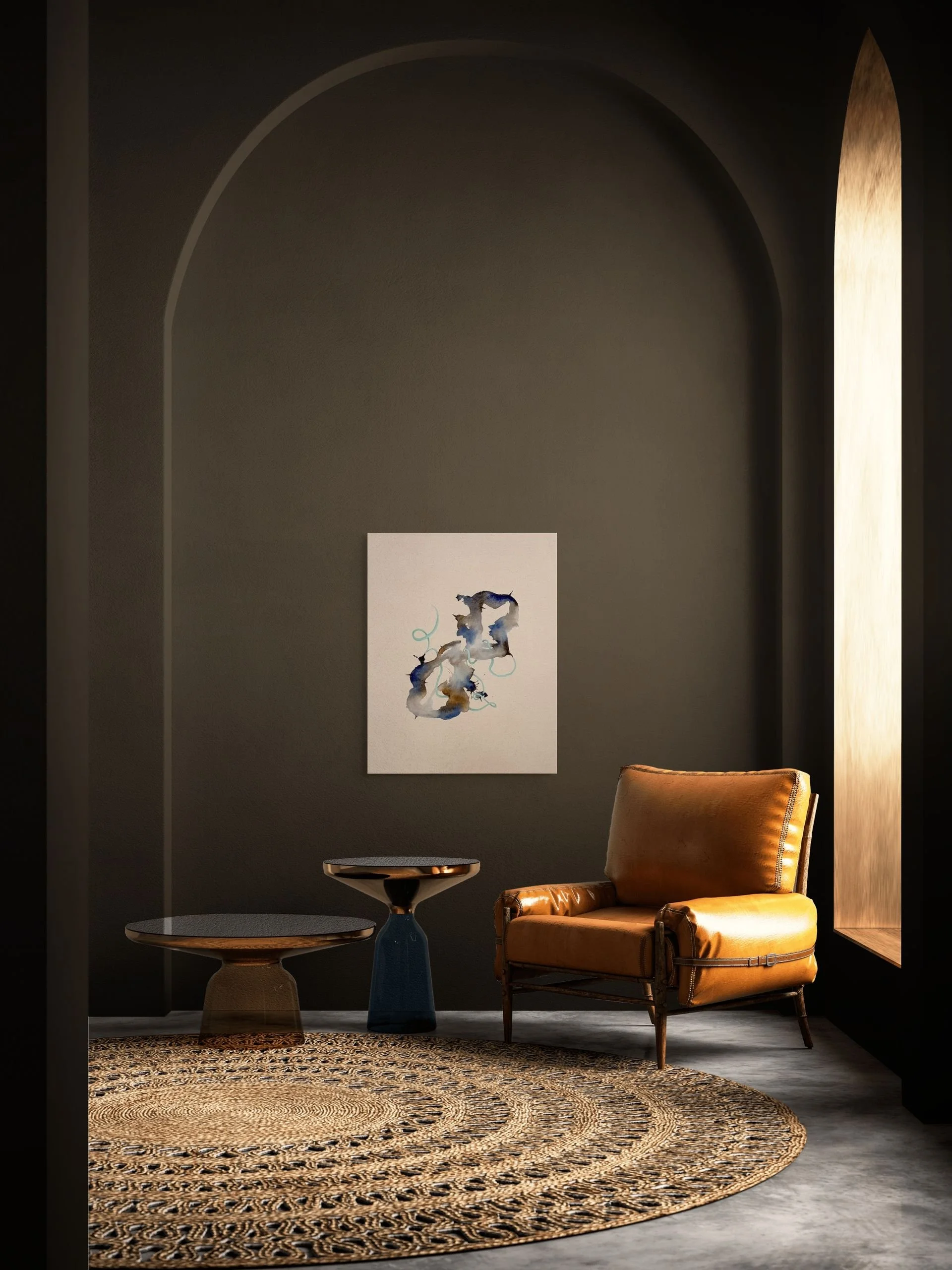 By A Thread — 16 x 20 in, Acrylic on Raw Canvas