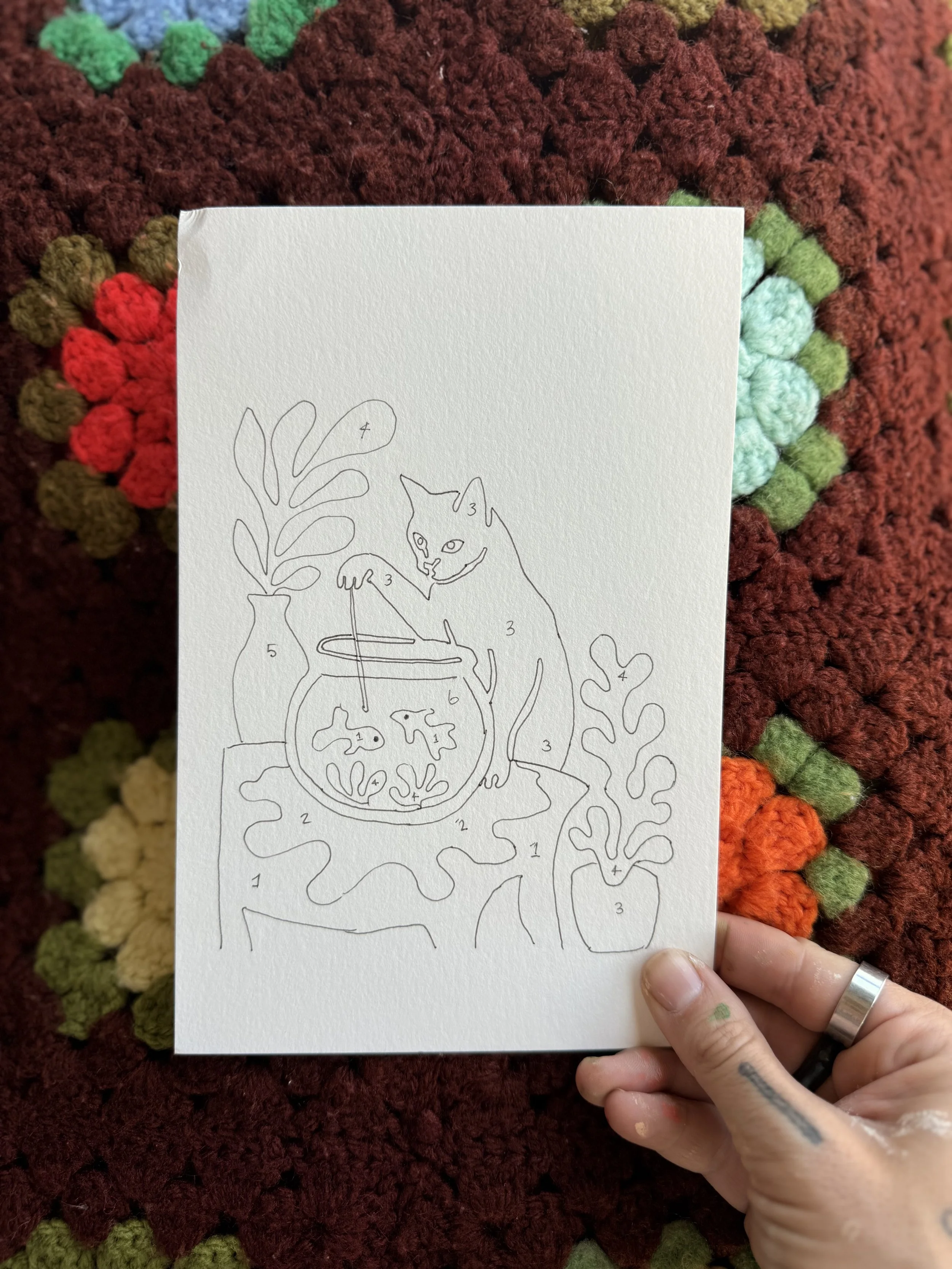 Cat Scene - Handmade Paint by Number