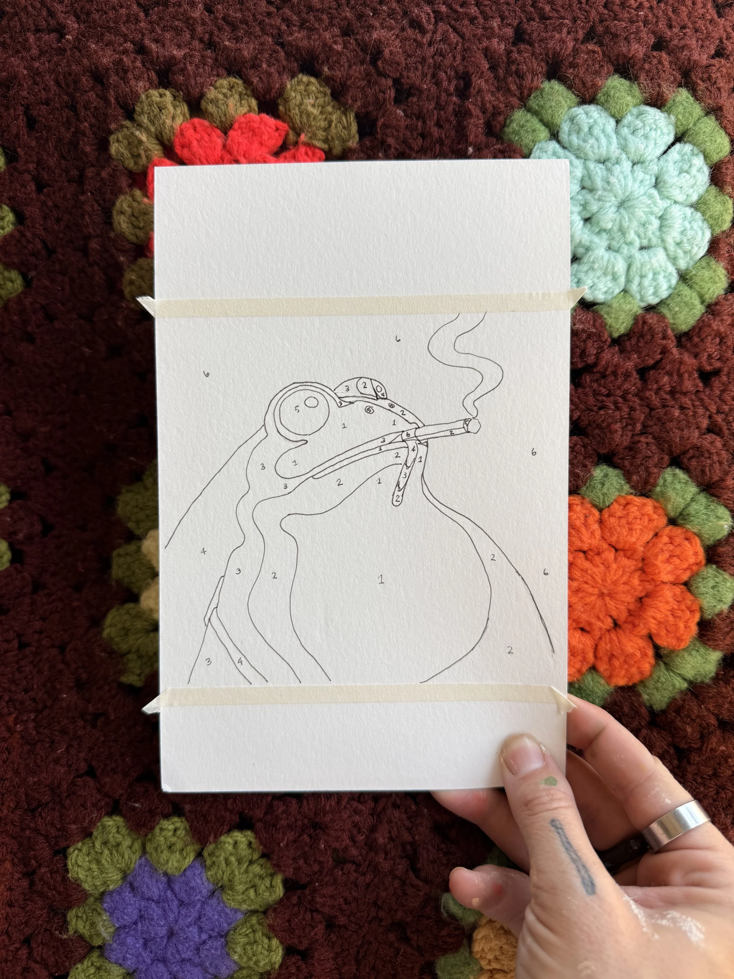 Smoking Frog - Handmade Paint by Number