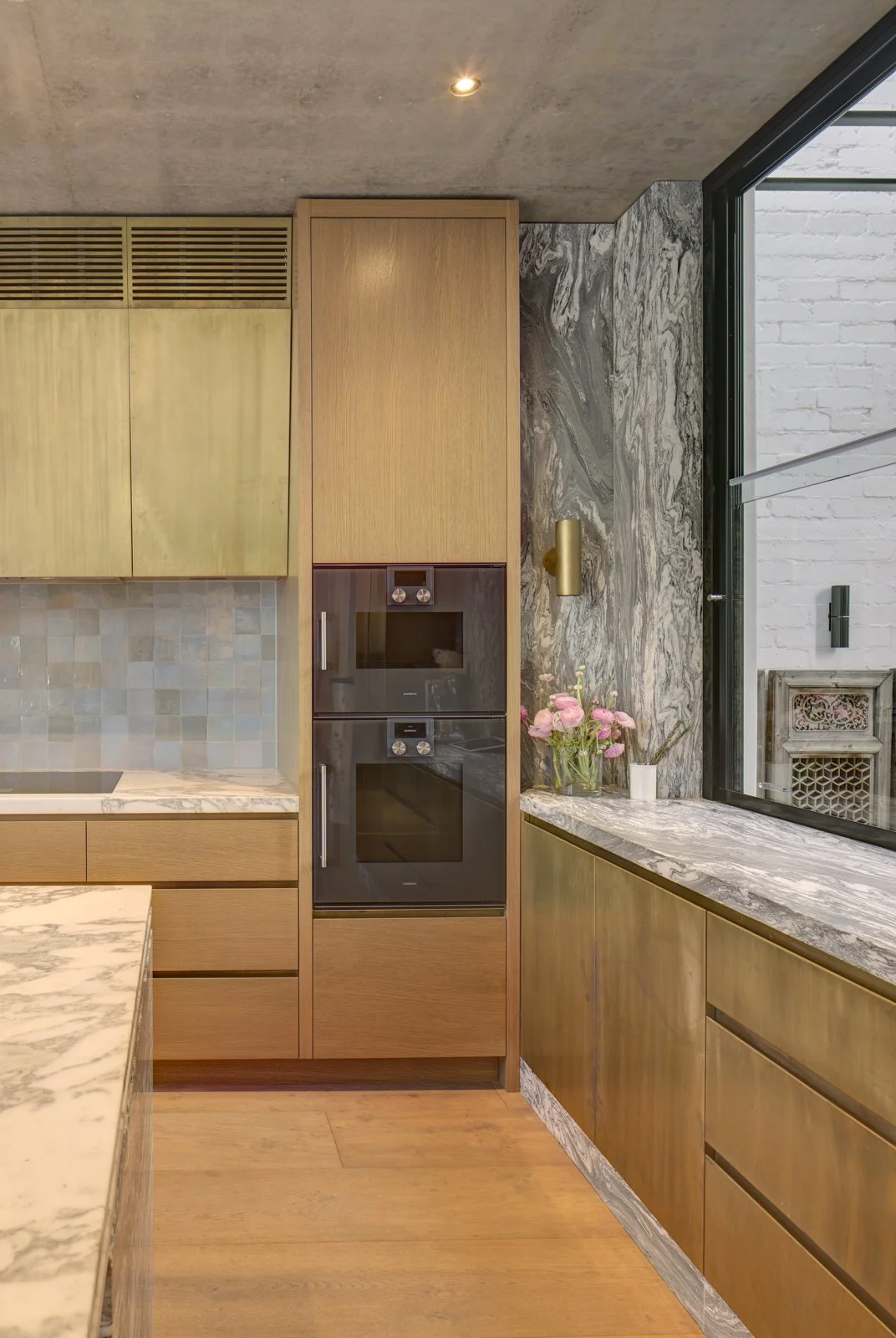 age brass kitchen, award winning kitchen with marble bench tops