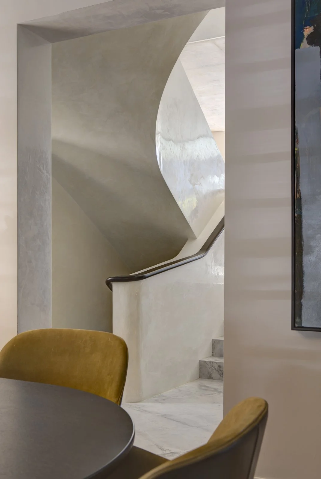 marble stairs, polished plaster high end stairs