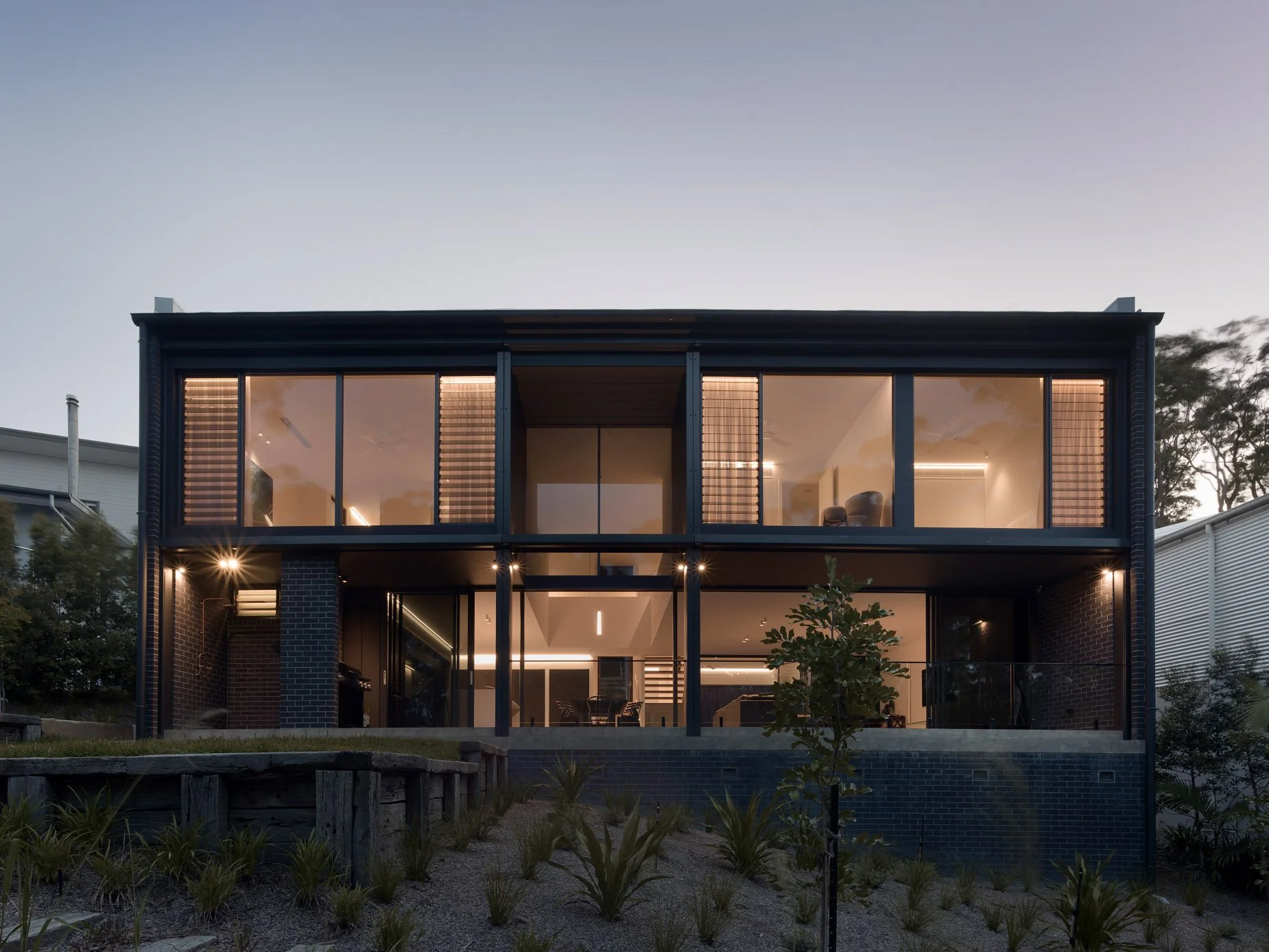 House night lighting, bal fz house bush fire builder central coast