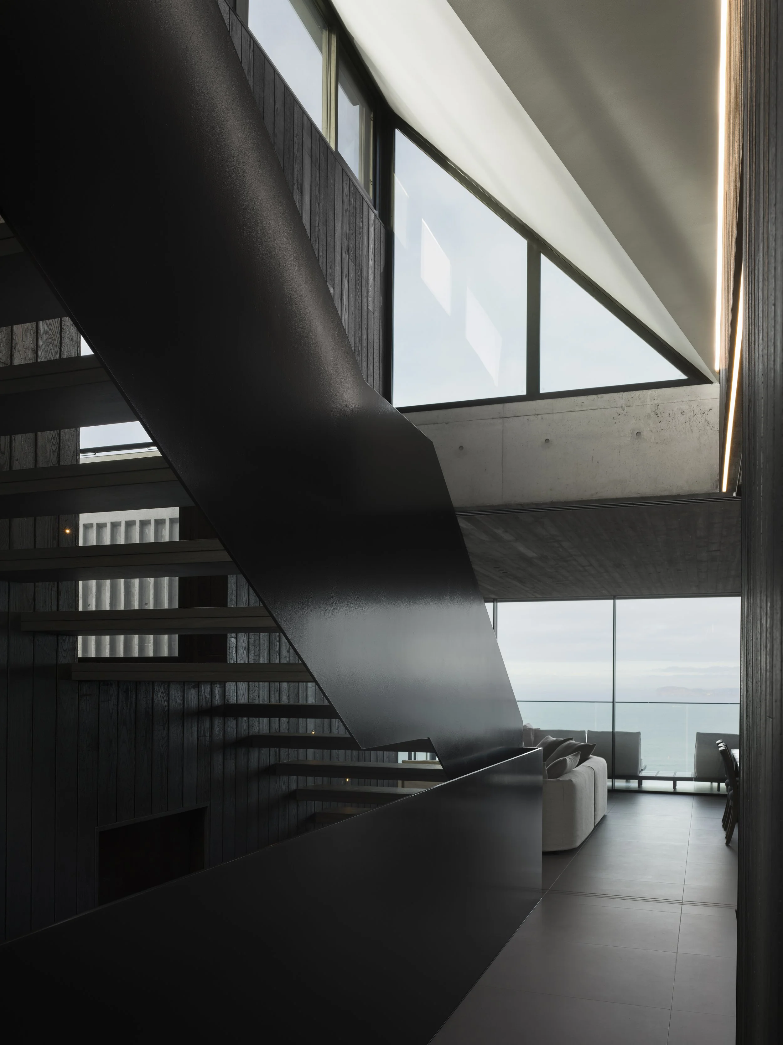 Plate steel balustrade and chard cladding