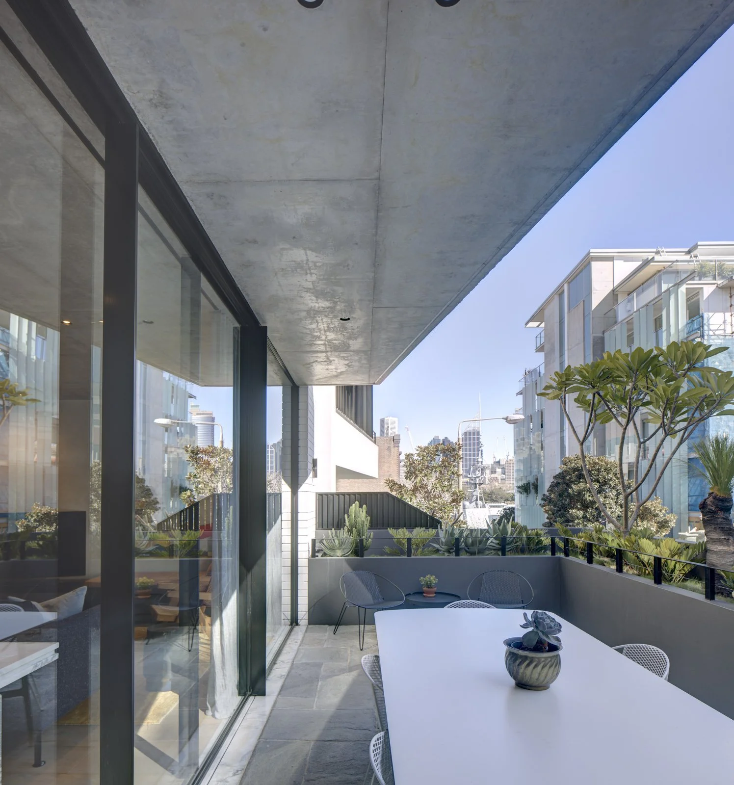 Luxury outdoor terrace with Sydney CBD views custom build Arte Constructions