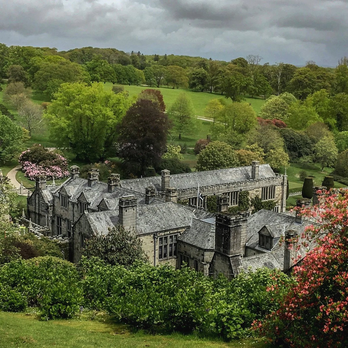 The exterior of Lanhydrock House in Cornwall.