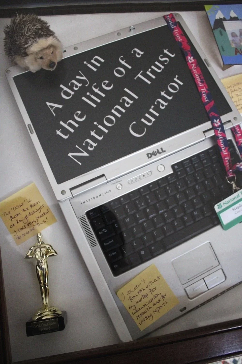 A cabinet displaying interpretation about 'The life of a curator'.