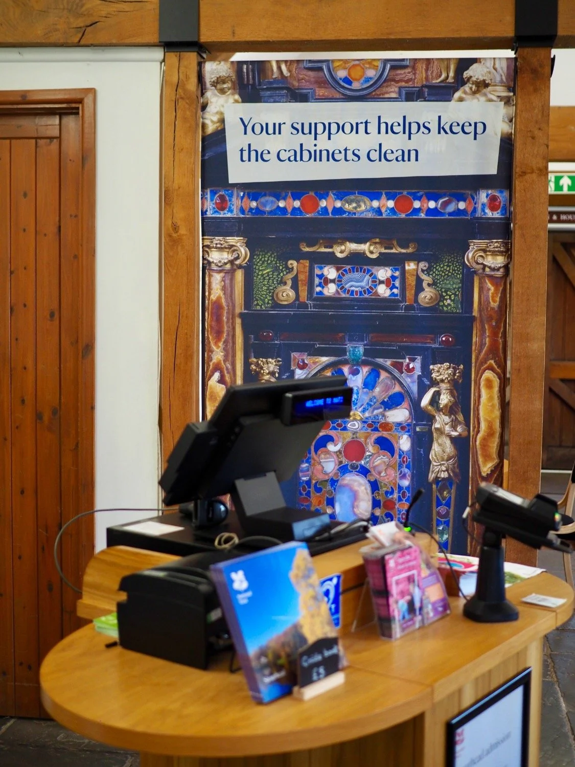 A till point in the visitor welcome building at Stourhead in Wiltshire.