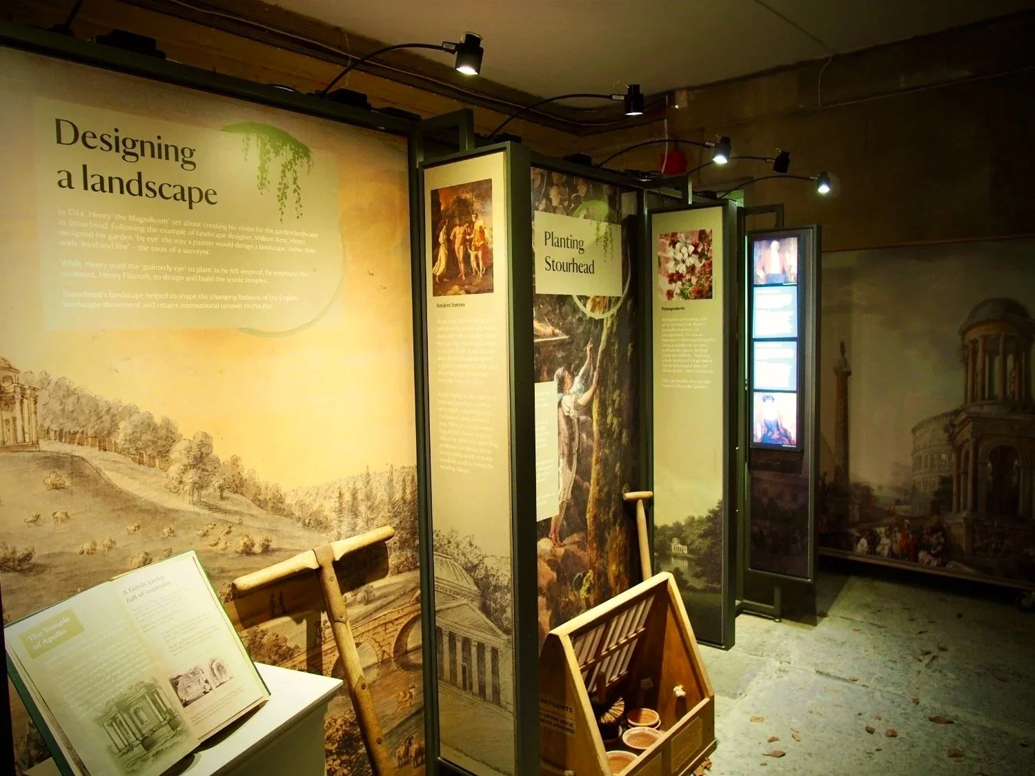 An exhibition, including interpretation panels and items, exploring the landscape design of Stourhead in Wiltshire.
