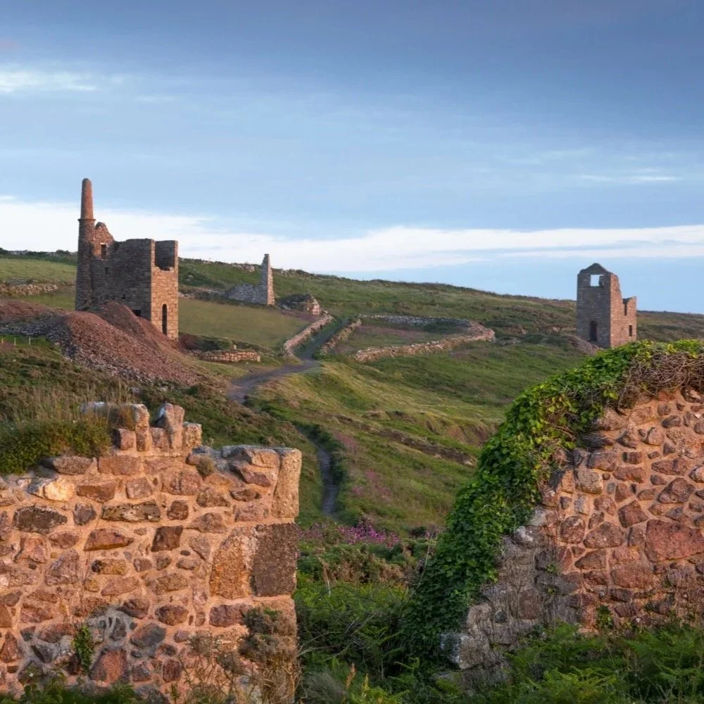 Ruined engine houses on the Tin Coast in Cornwall.