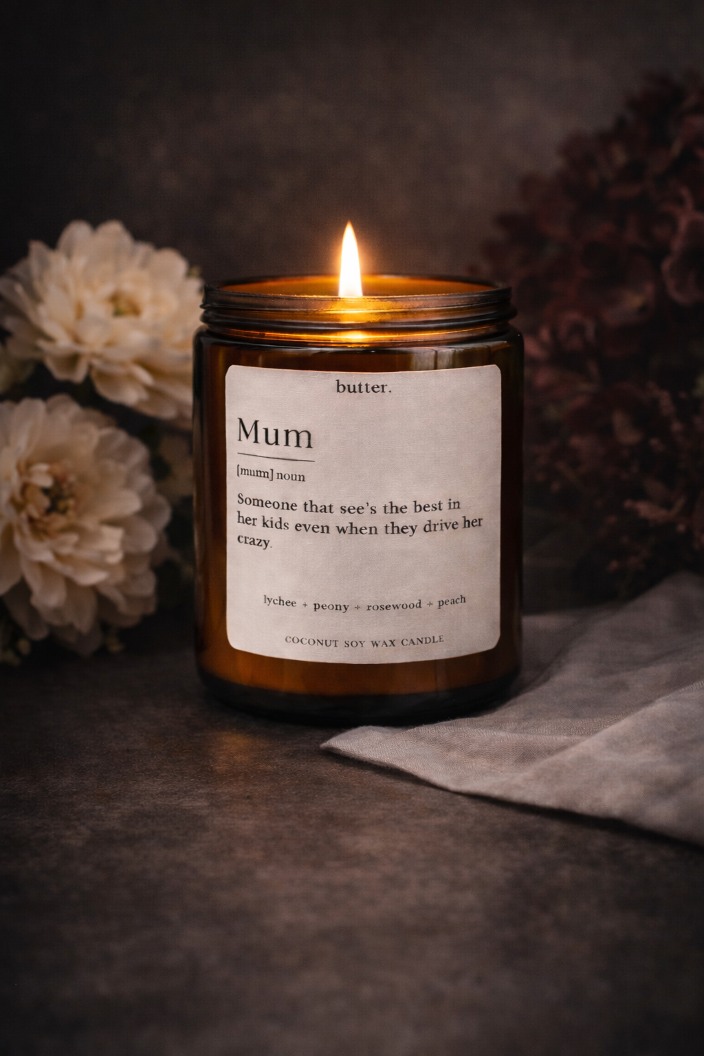 'MUM' candle - lychee + peony + rosewood + peach
