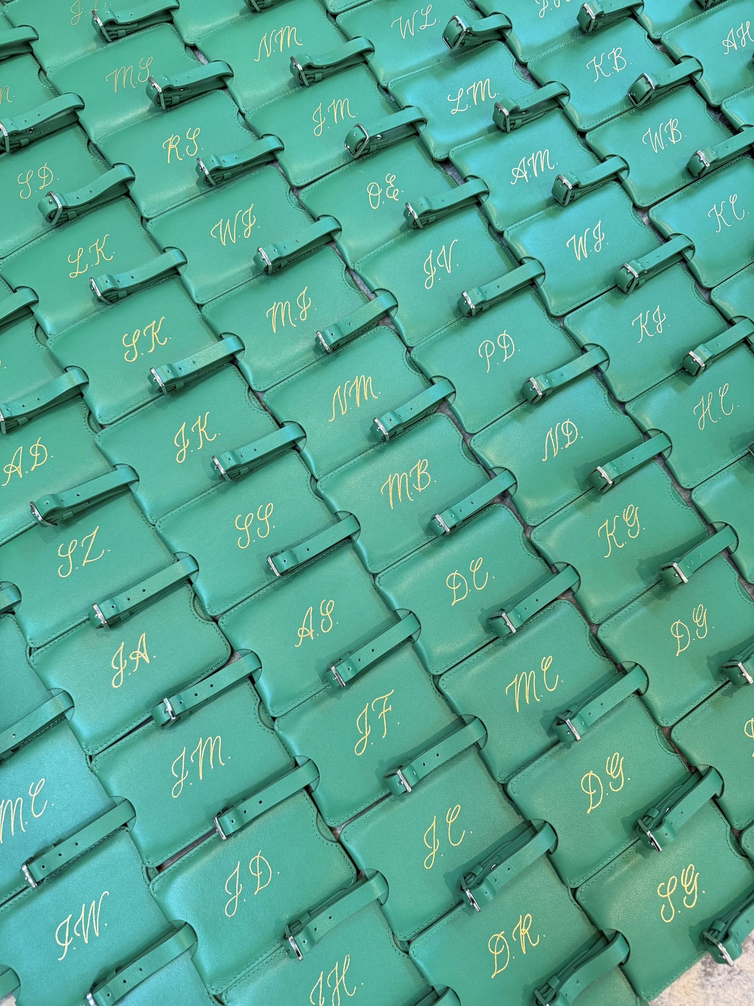 Foiled leather luggage tags
