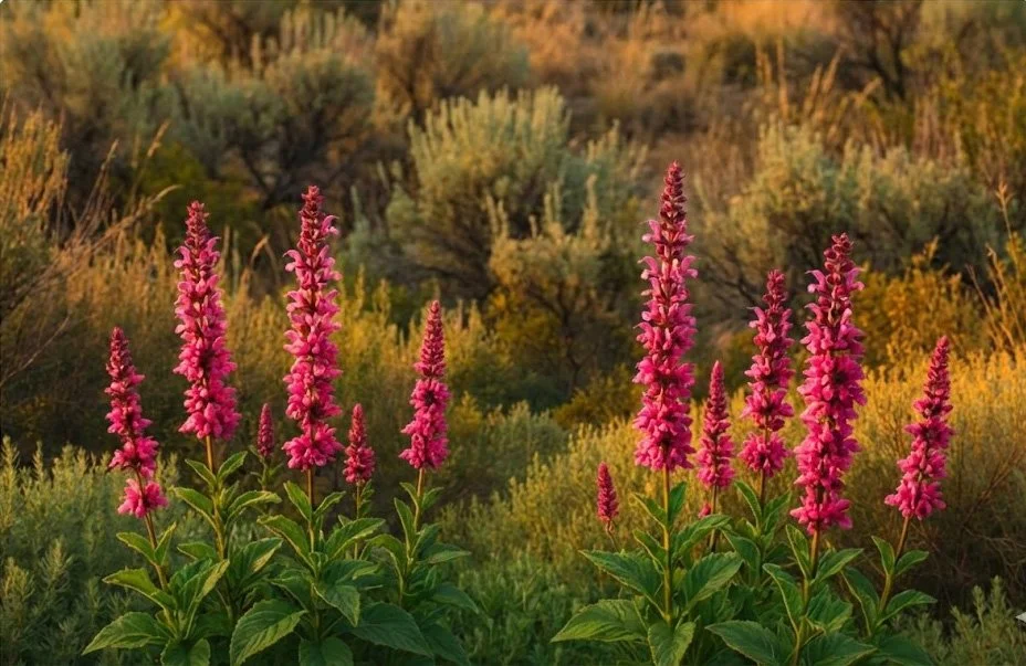 Pink Salvia in a field