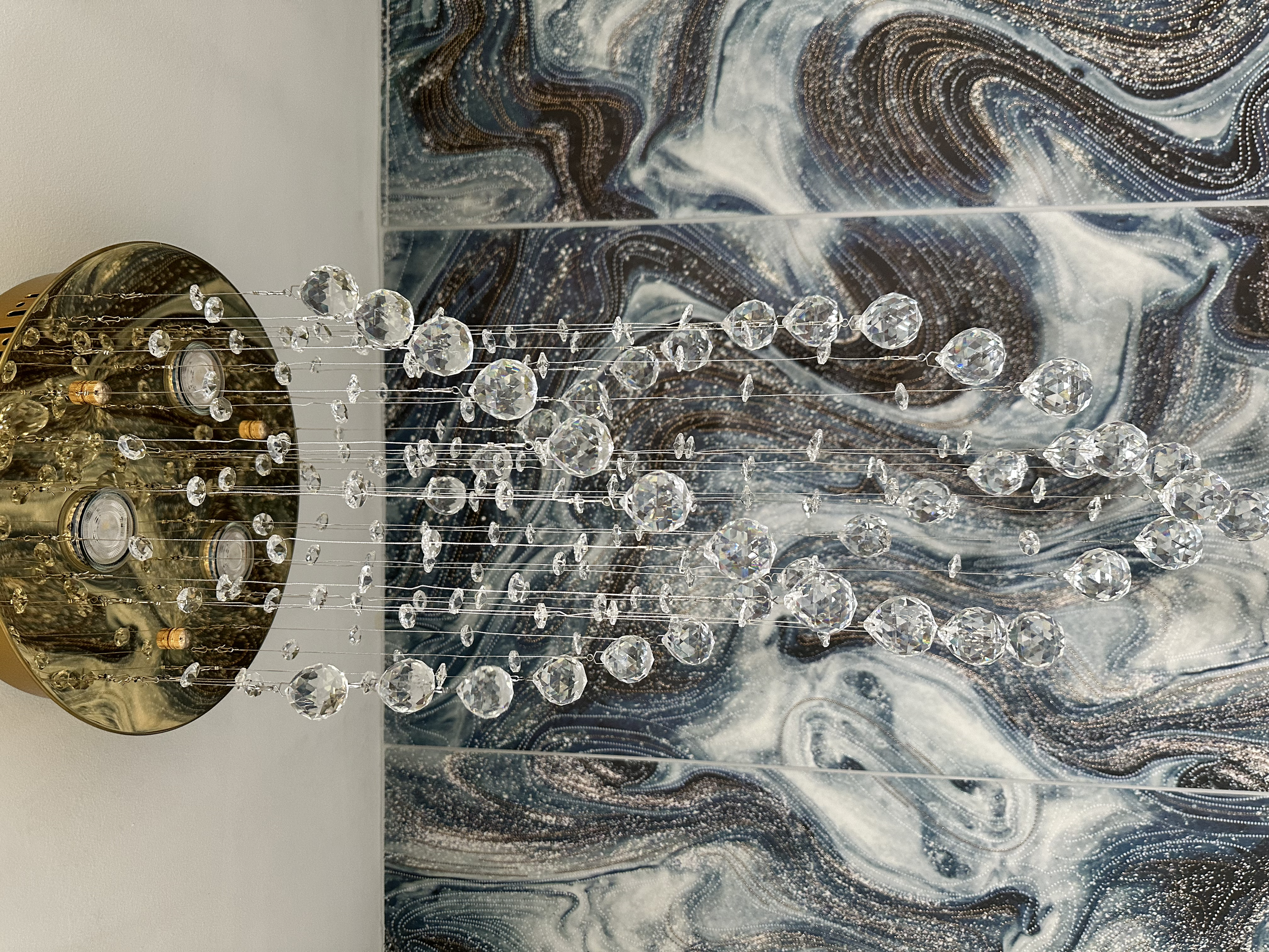 A beautiful chandelier that adds that luxurious vibe.