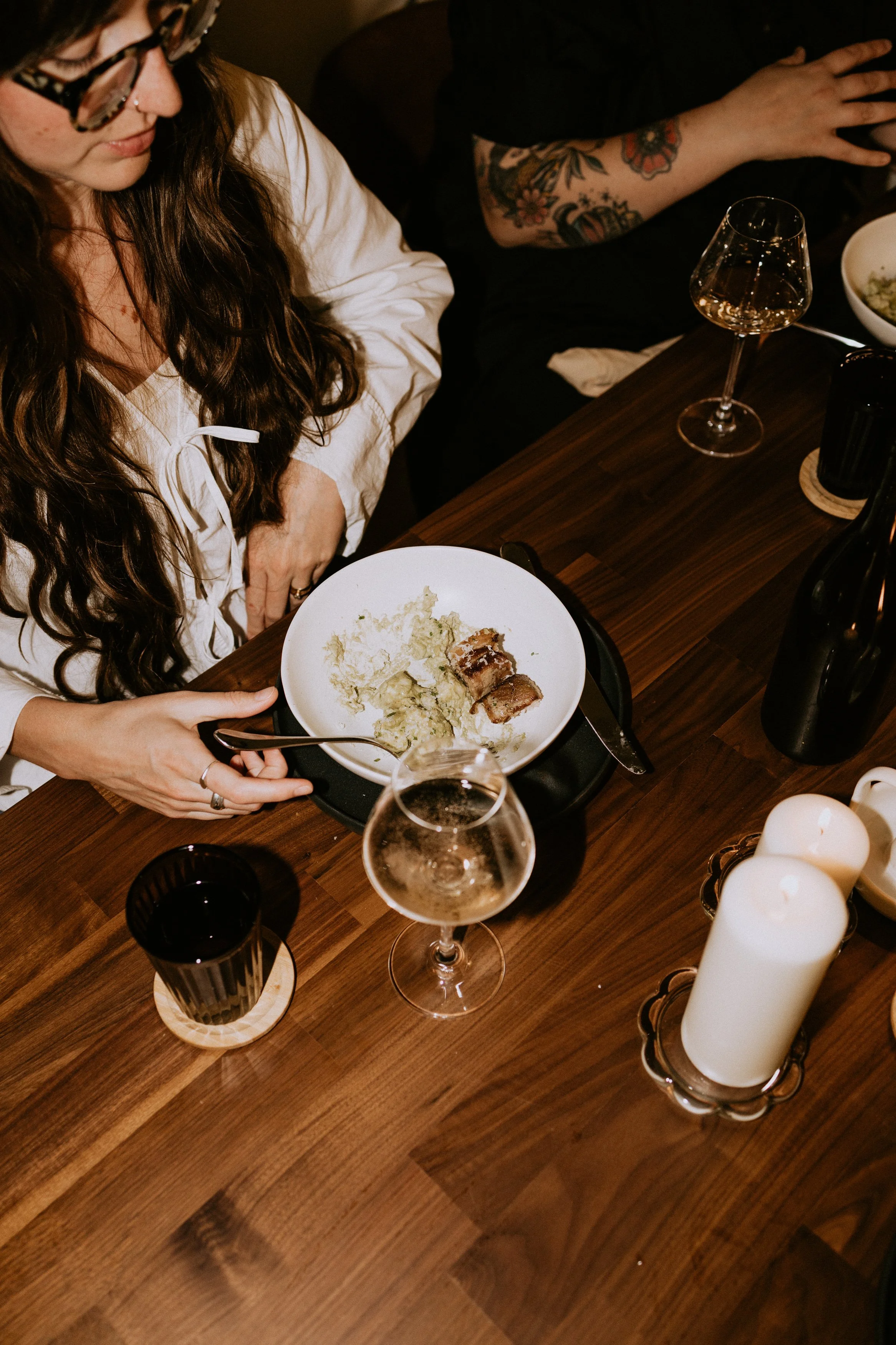 A client in Winnipeg eating a course from a private chef menu