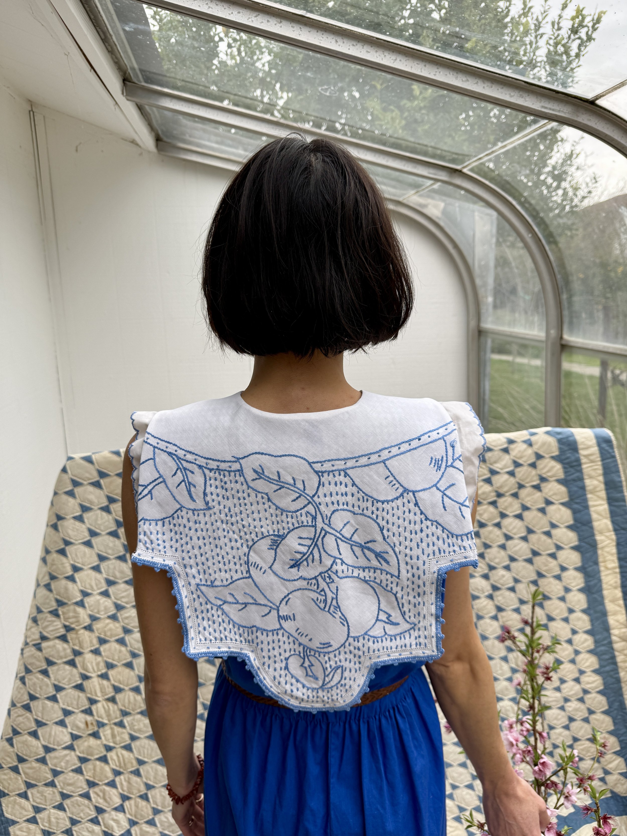 Embroidered Persimmon Sailor Collar