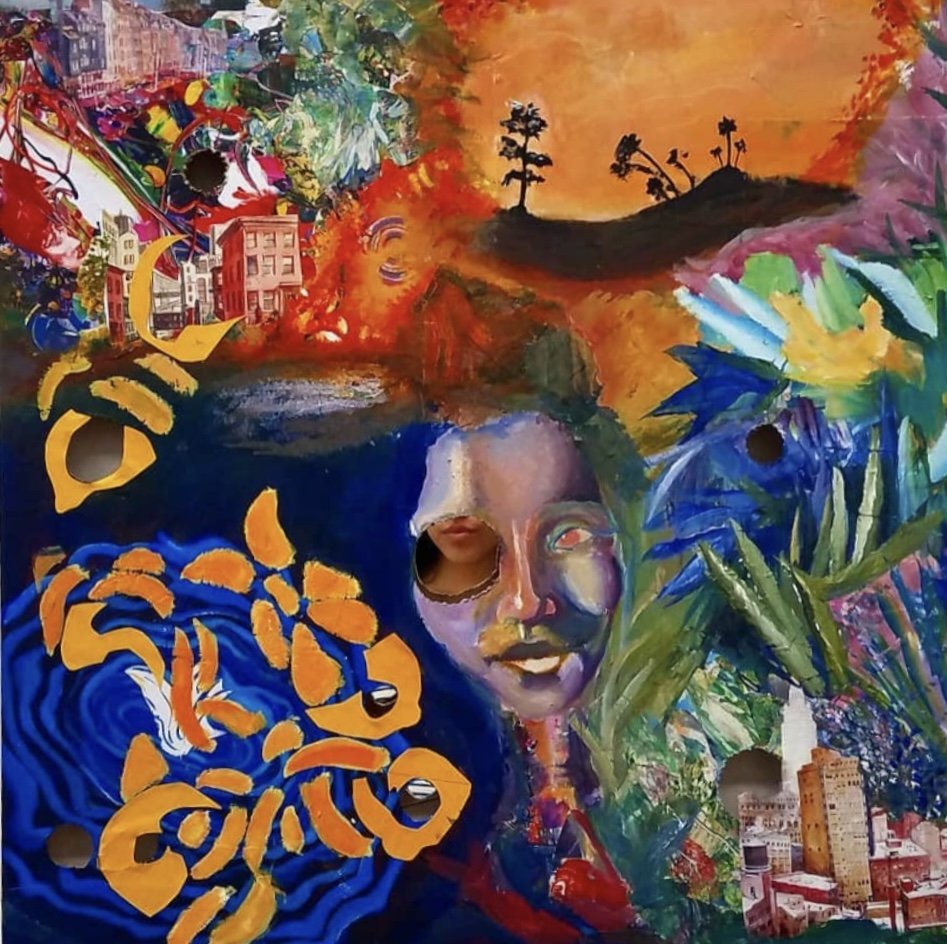 “Blooming Horizon”, 2025. Acrylic paint on wooden canvas.
24” x 36” inches