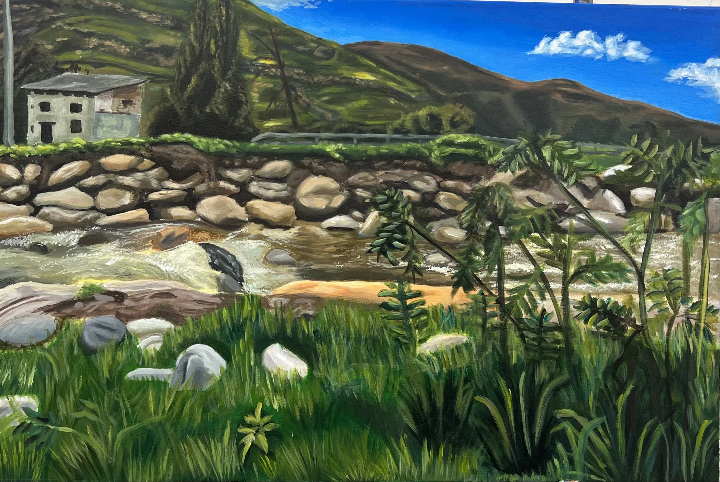 “Moody Tides”, 2025. Acrylic paint on a canvas pad.
16" x 24" inches