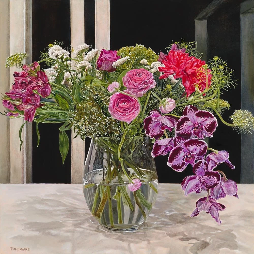 Florals on the Kitchen Bench - fine art reproduction
