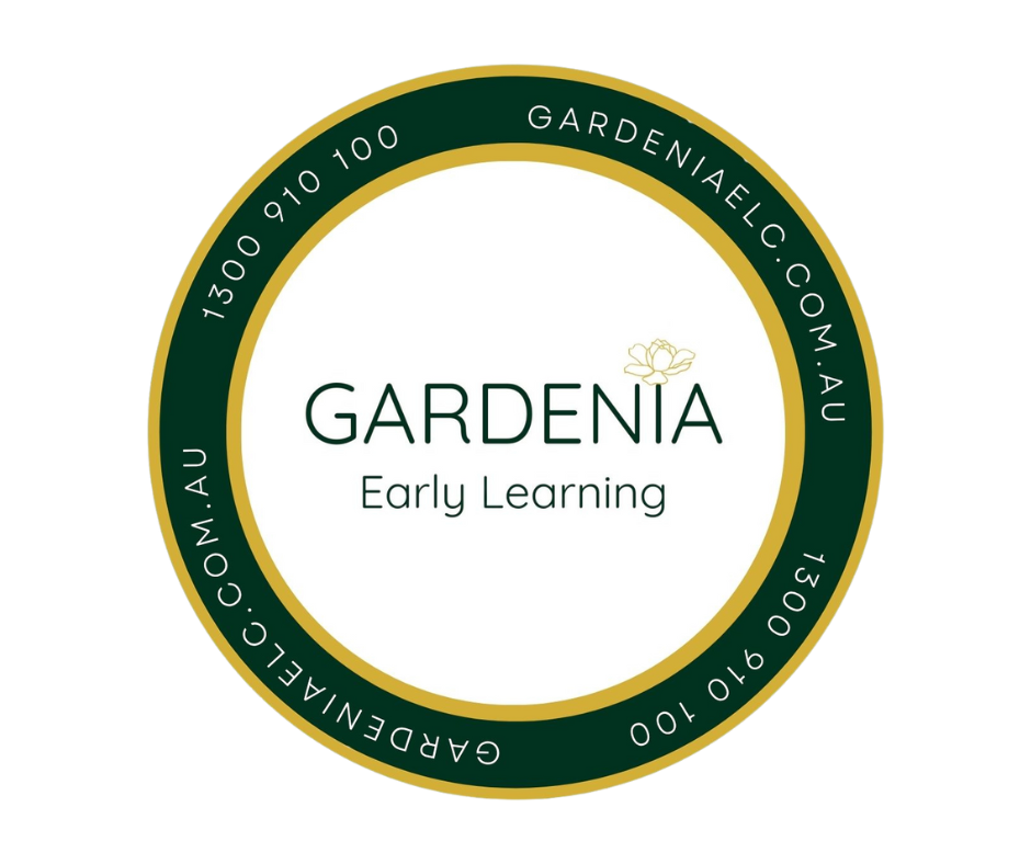 Circular logo for Gardenia, featuring green and gold borders, with text 'GARDENIA' and 'Early Learning' in the center, and a small flower icon above the text.