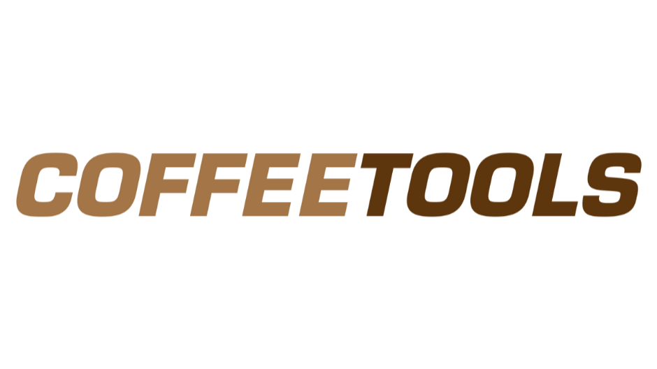 Text reads 'COFFEETOOLS' in bold brown letters on a black background.