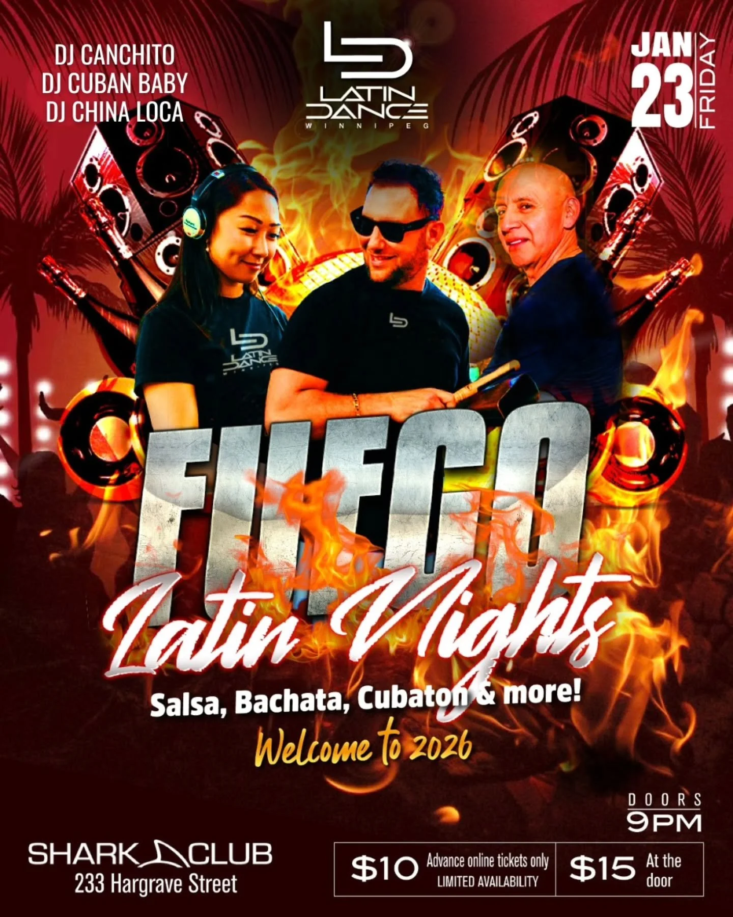 Winnipeg, are you ready for another unforgettable night? 🔥😎
Next Friday, join us at&nbsp;Shark Club&nbsp;for&nbsp;Fuego Latin Nights&nbsp;&mdash; your favourite spot for Latin music, good energy, and amazing people!

Start with a beginner-friendly 