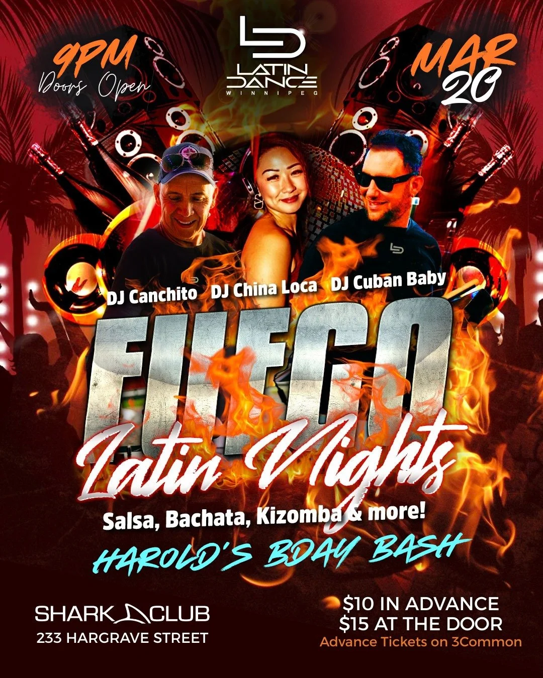 Get ready to light up the dance floor at our next Fuego Latin Night as we celebrate @haroldrancano&rsquo;s Birthday Bash! 

Happening at @sharkclubwpg , this is going to be a night you don't want to miss as we bring even hotter vibes than usual. 🎉🔥