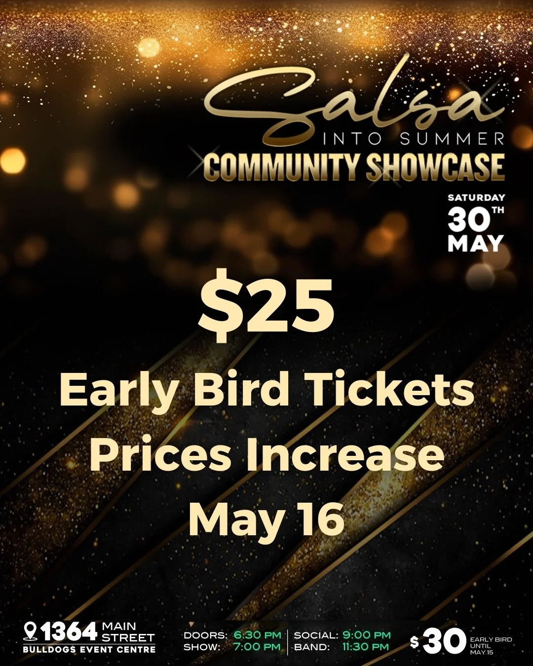 The countdown is on! Early Bird tickets end May 15. 🐥

Join us for one of the biggest events of the summer that celebrates our dancers, our culture, and our community &mdash; with 20+ showcase performances, a live band, and a Latin social that keeps
