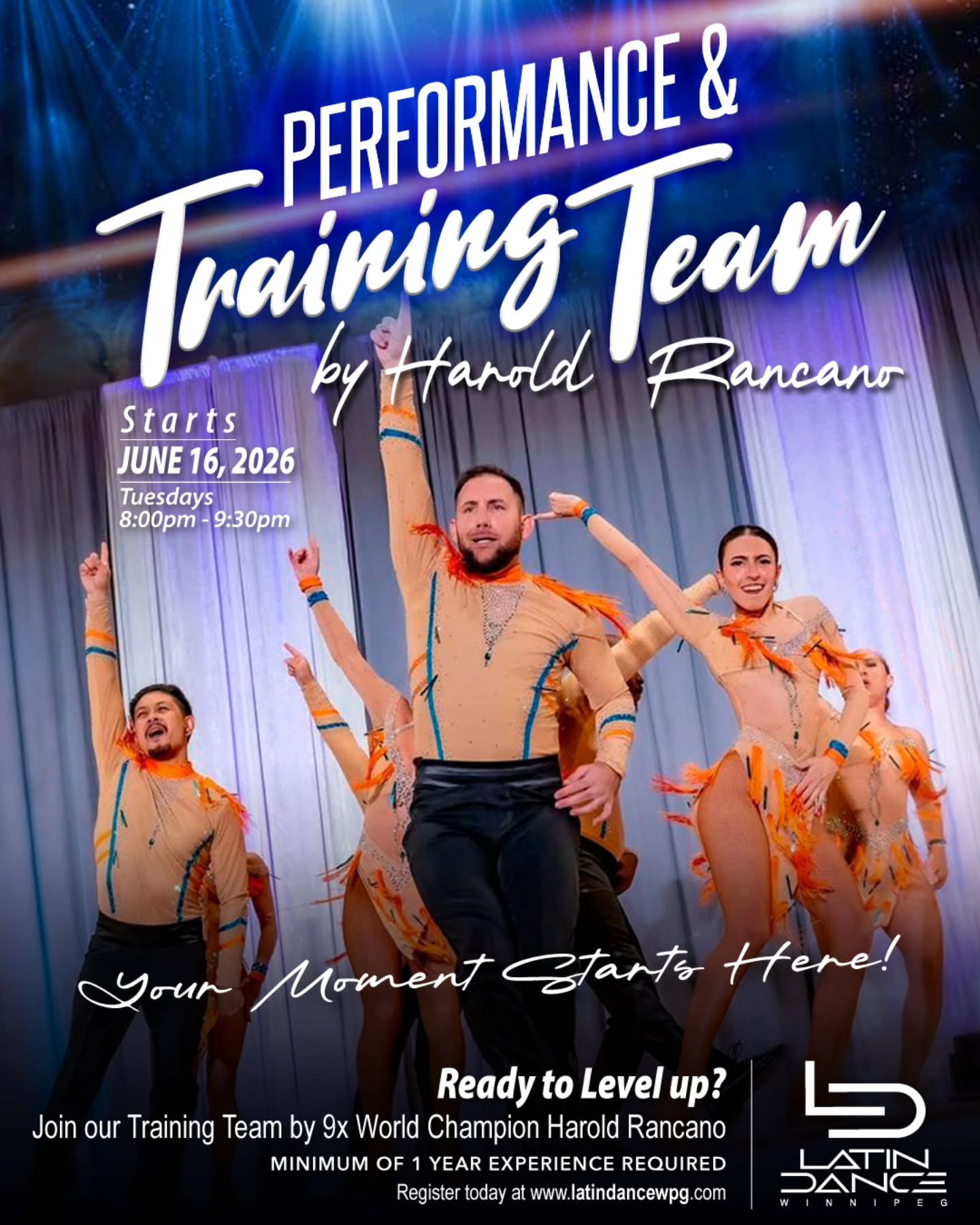 🔥 PERFORMANCE &amp; TRAINING TEAM 🔥
Ready to take your dancing to the next level? This is your moment. Join our Performance &amp; Training Team directed by 9x World Champion Harold Rancano and train in a focused, high-energy environment designed fo