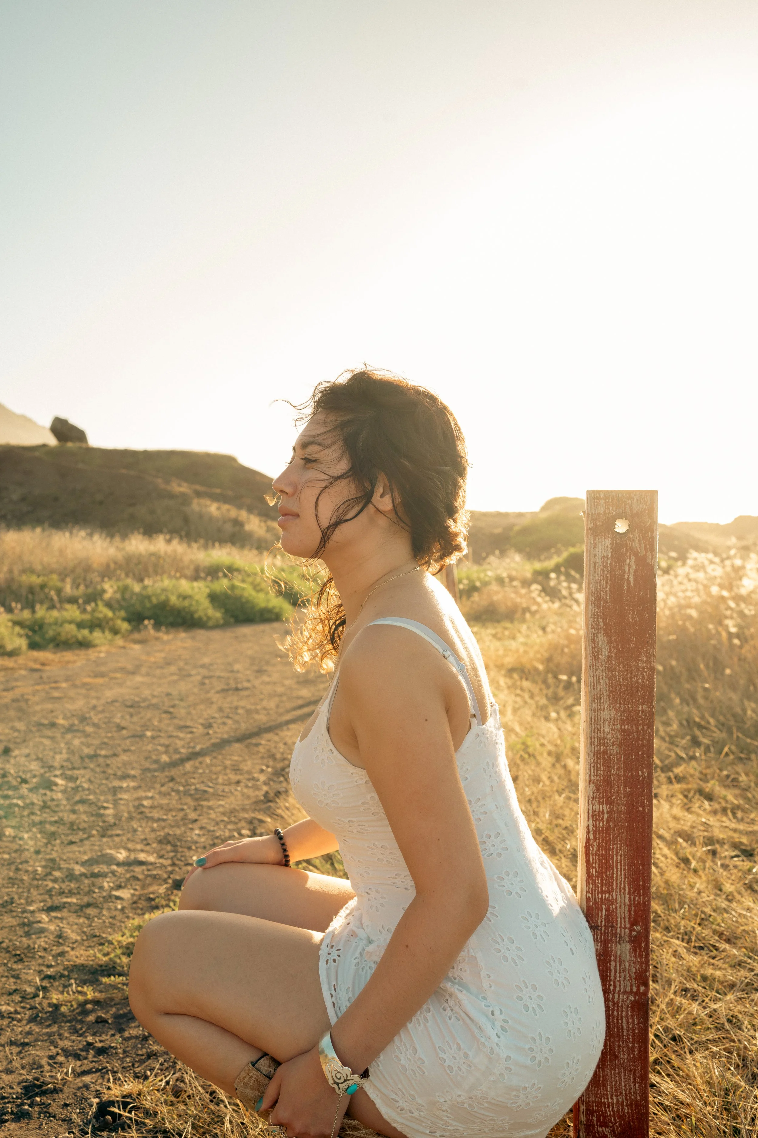 portrait, editorial style photo during golden hour in Hawaii