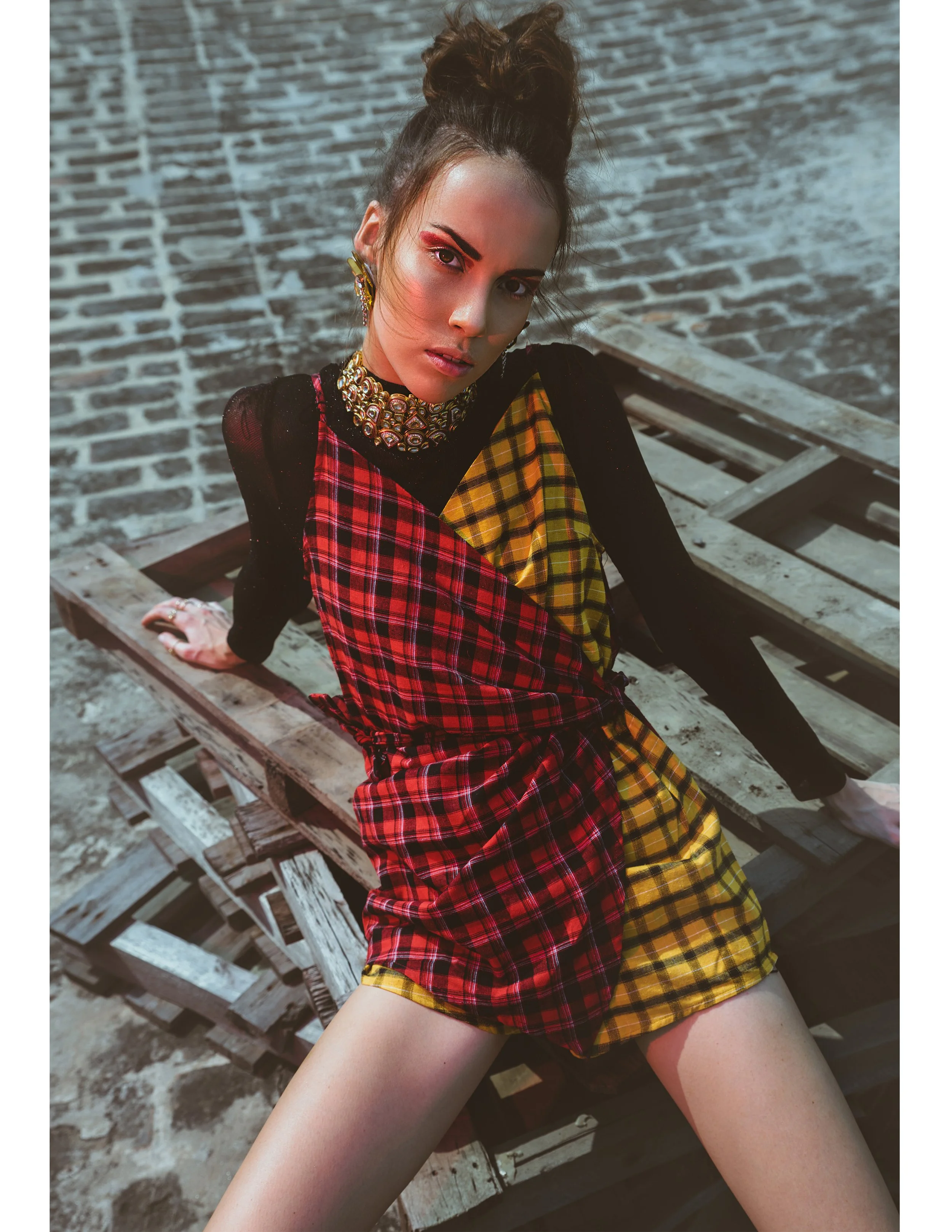  Wardrobe Credits:   Two Toned Checked Wrap Cami Romper  - SHEIN  Footwear - Dr Martin  Lace - DC   Letter Print Mock Neck Sheer Bodysuit – SHEIN  Earrings - H&amp;M  Embellished Choker -  Managalam Royal Collection by Shilpa 