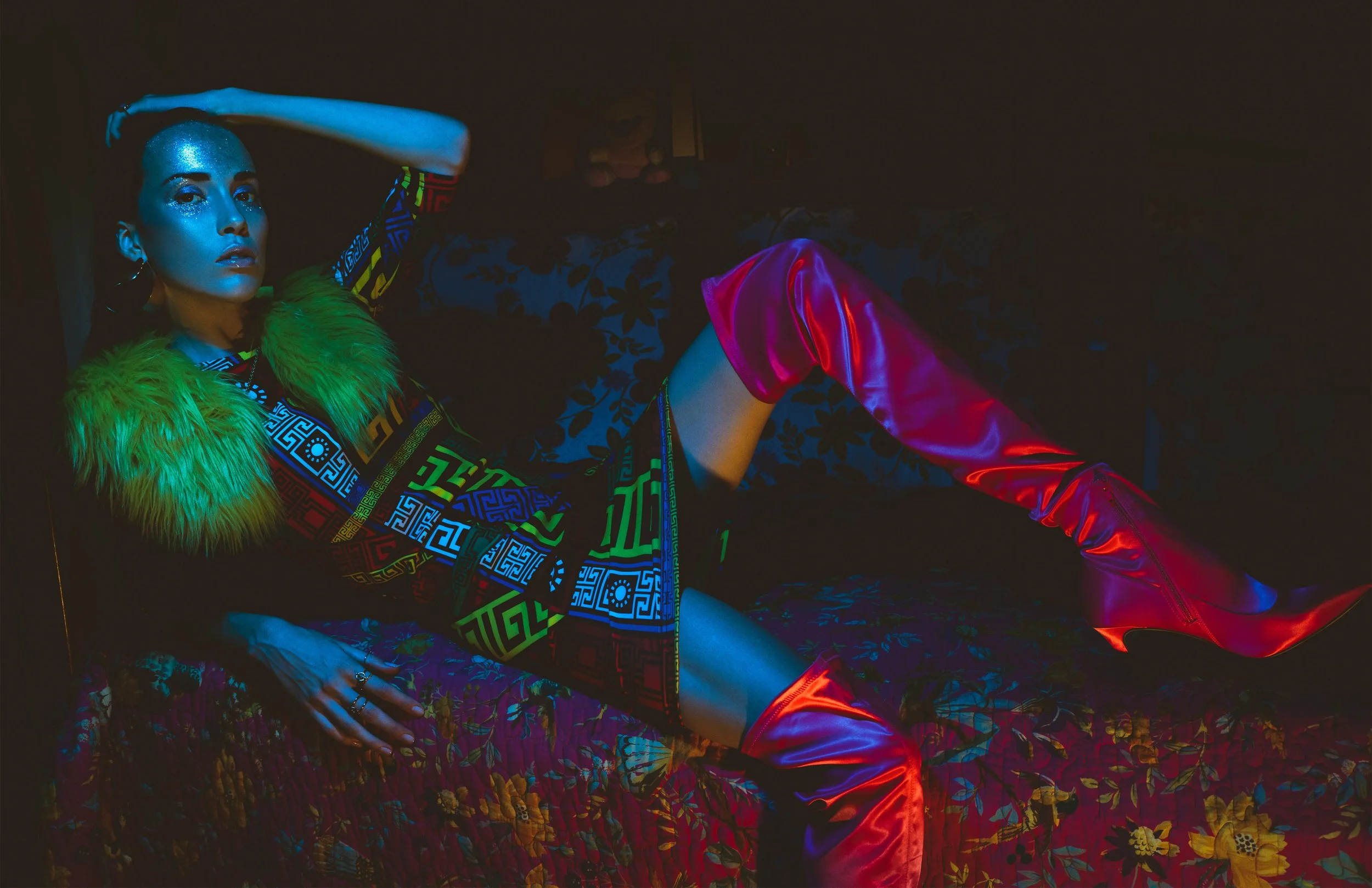  Wardrobe Credits:   Metallic Paneled Bodycon- Parisian  Medallion Bodycon – Topshop  Earrings - Livy   Headgear by Henna Parimoo   