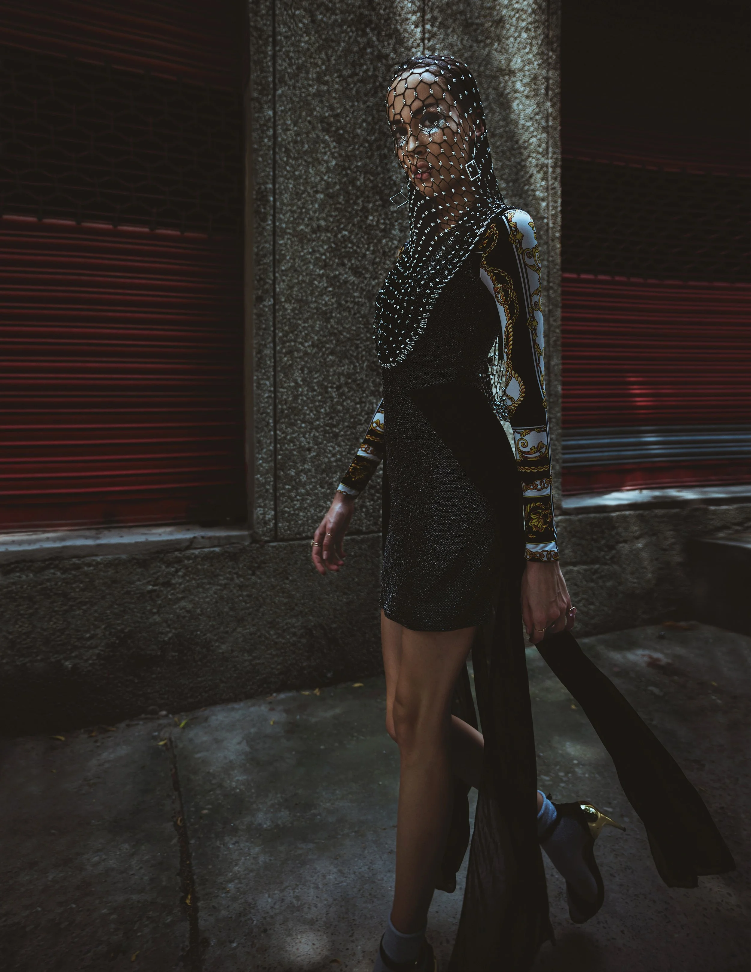  Wardrobe Credits:   Metallic Paneled Bodycon- Parisian  Medallion Bodycon – Topshop  Earrings - Livy   Headgear by Henna Parimoo   