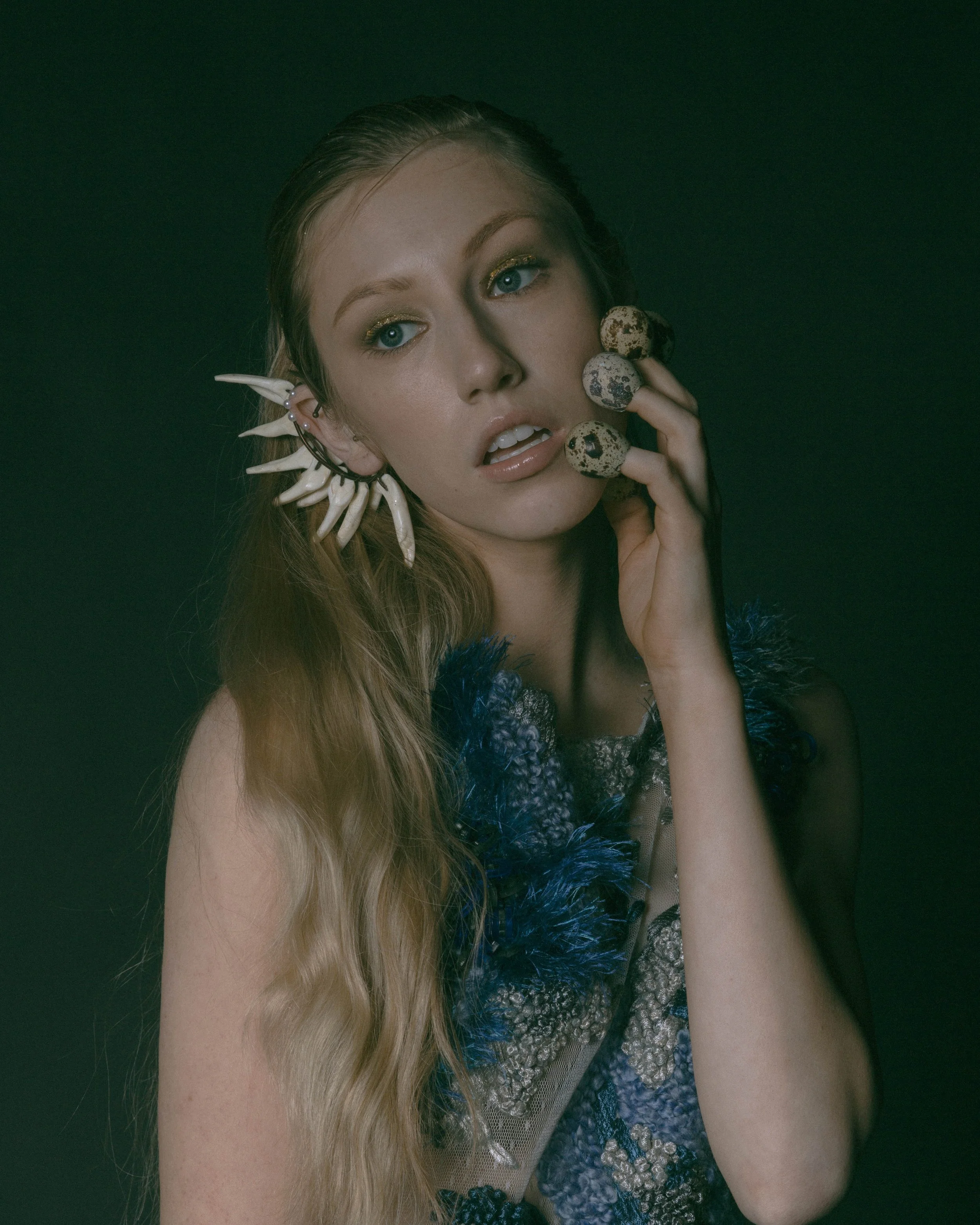  Wardrobe Credits: Pattern long sleeves top/ JNBY Skirt/ Urban Outfitters Boots/ Zara Socks/ Stylist own Ear piece/ Qin Xu Earrings/ H&amp;M 